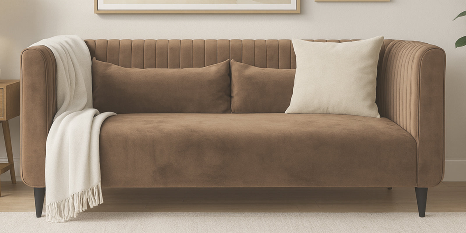 Jackson Waterproof Velvet 2 Seater Sofa In Dusty Beige Colour