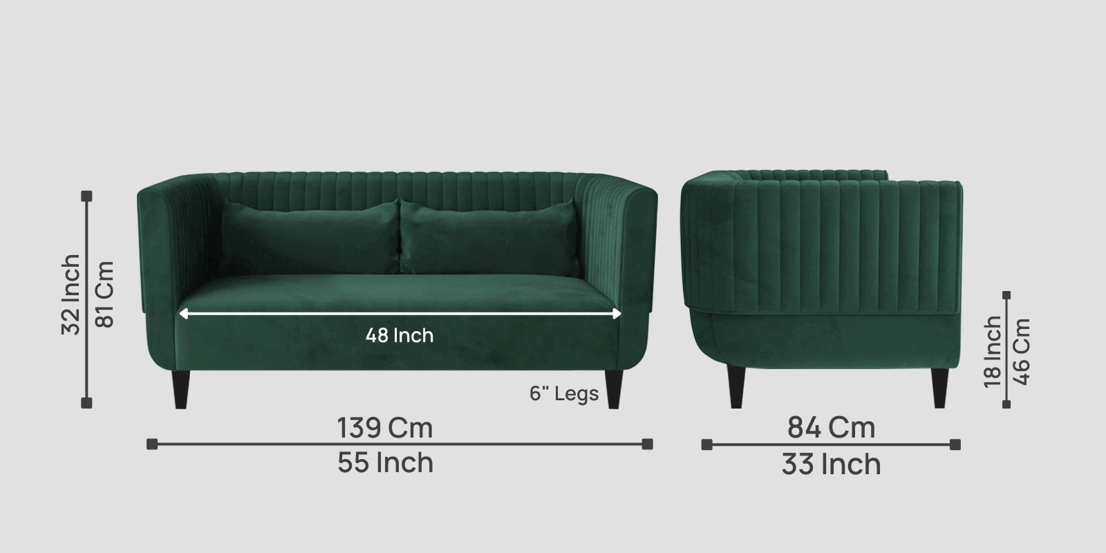 Jackson Waterproof Velvet 2 Seater Sofa In Emerald Green Colour