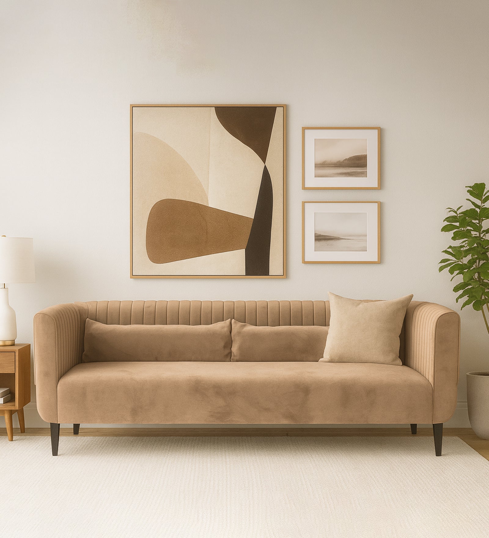 Jackson Waterproof Velvet 3 Seater Sofa In Dusty Beige Colour