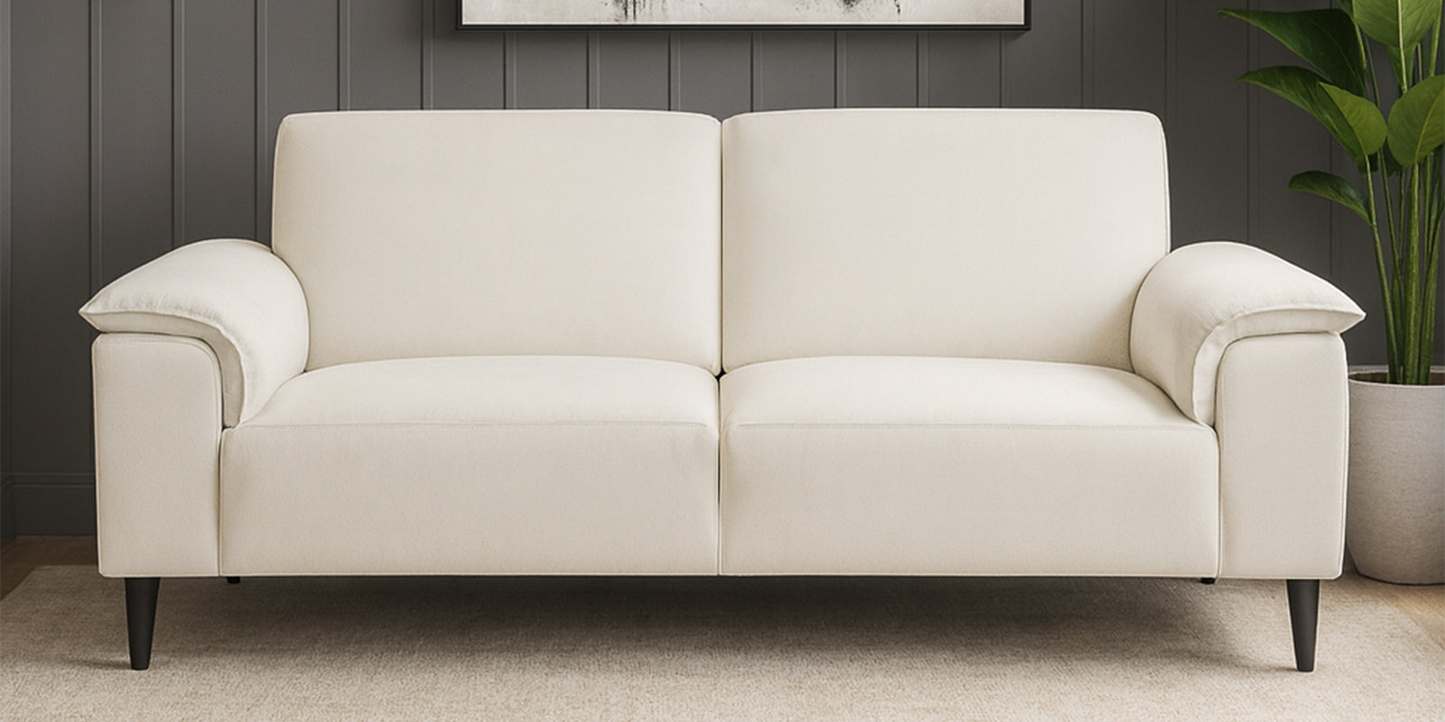 Ocean Velvet 2 Seater Sofa In Warm White Colour