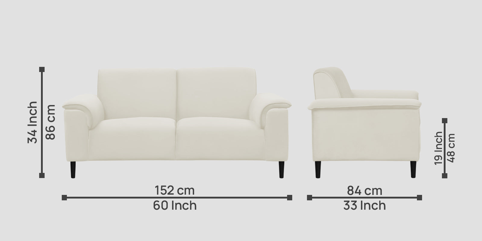 Ocean Velvet 2 Seater Sofa In Warm White Colour