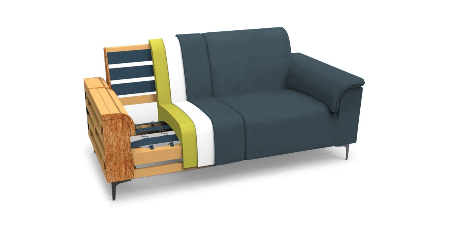 Ocean Velvet 2 Seater Sofa In Oxford Blue Colour