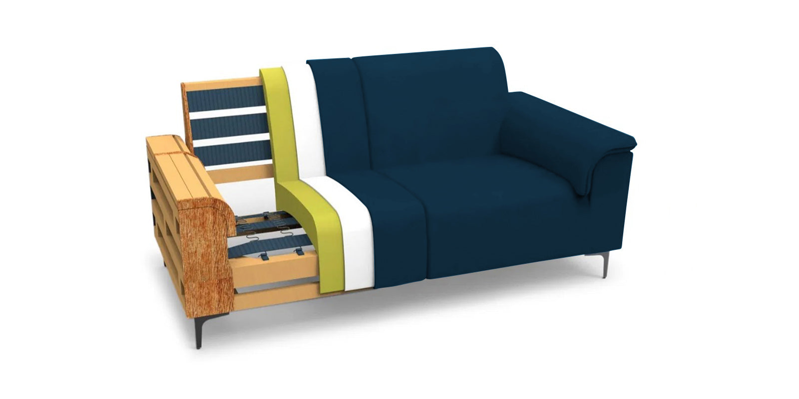 Ocean Velvet 2 Seater Sofa In Azure Blue Colour