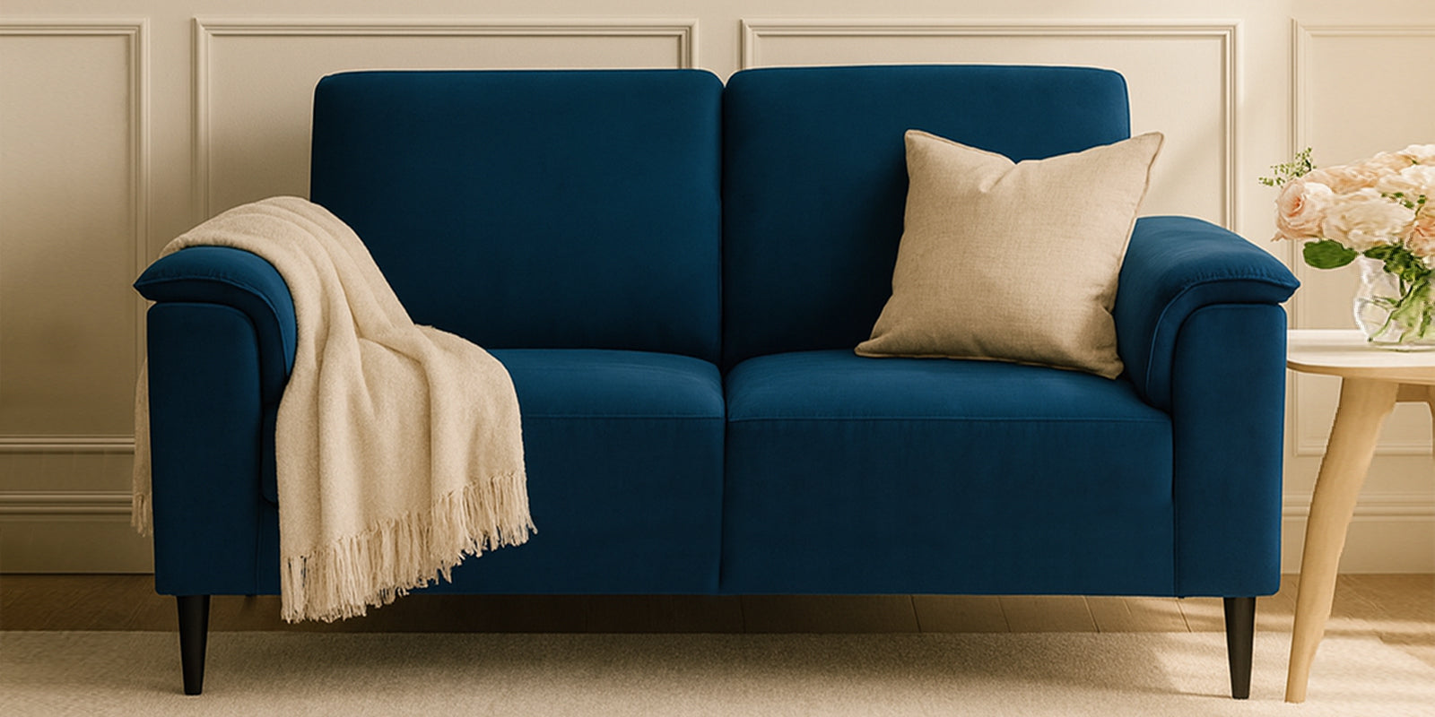 Ocean Velvet 2 Seater Sofa In Azure Blue Colour