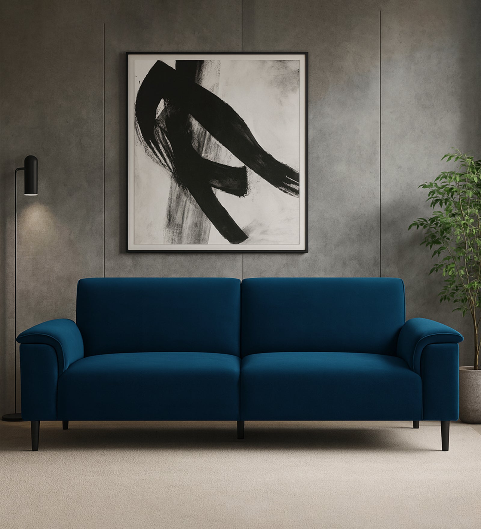 Ocean Velvet 3 Seater Sofa In Azure Blue Colour