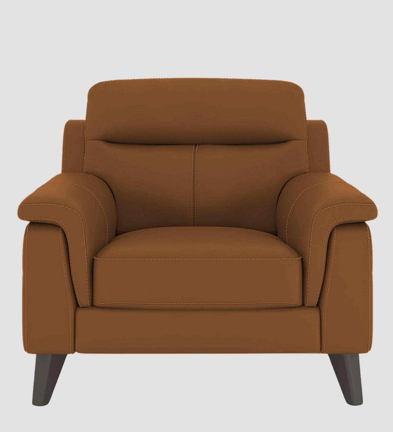 Omton Leatherette 1 Seater Sofa In Cinnamon Brown Colour