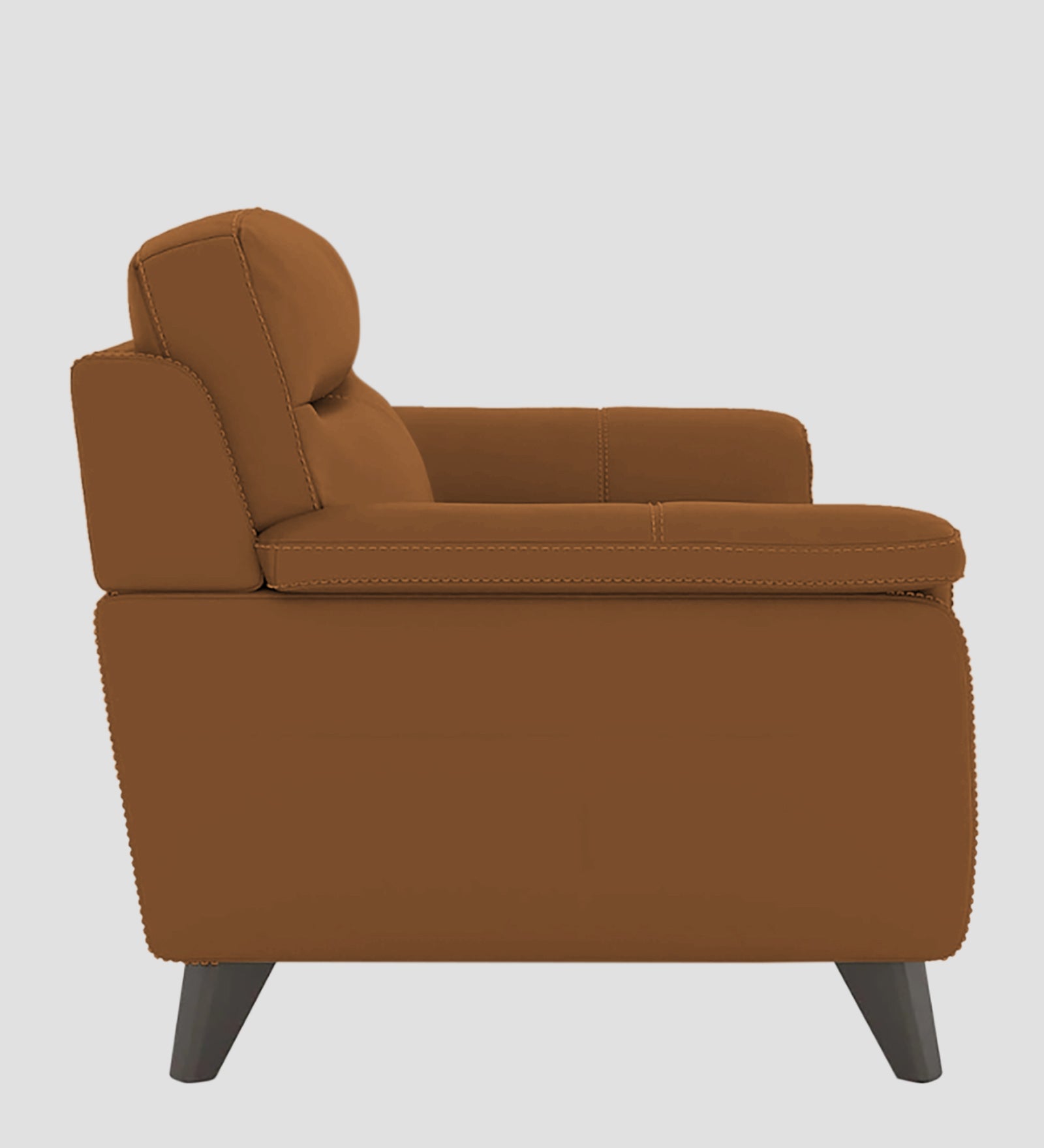 Omton Leatherette 1 Seater Sofa In Cinnamon Brown Colour