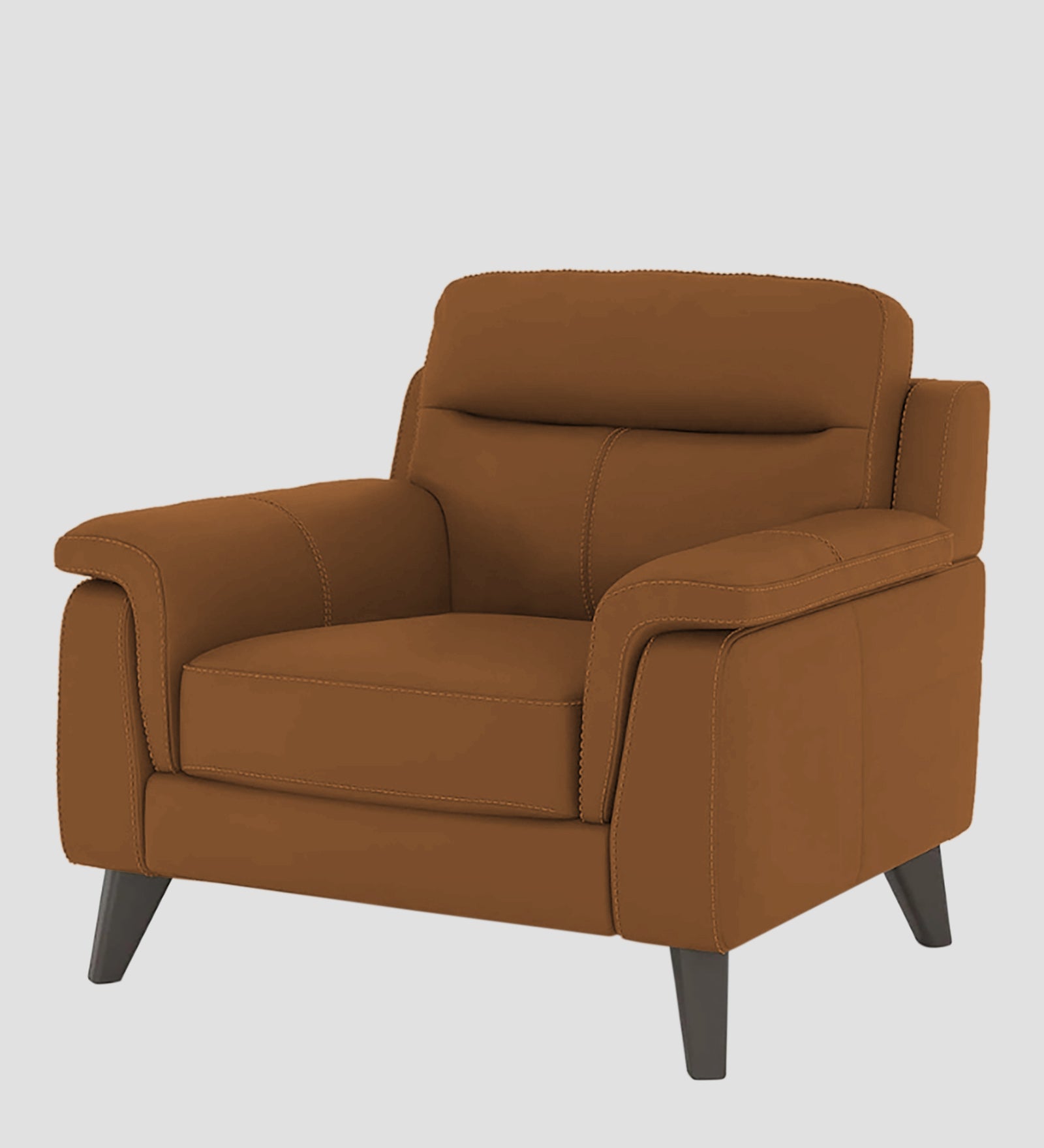 Omton Leatherette 1 Seater Sofa In Cinnamon Brown Colour