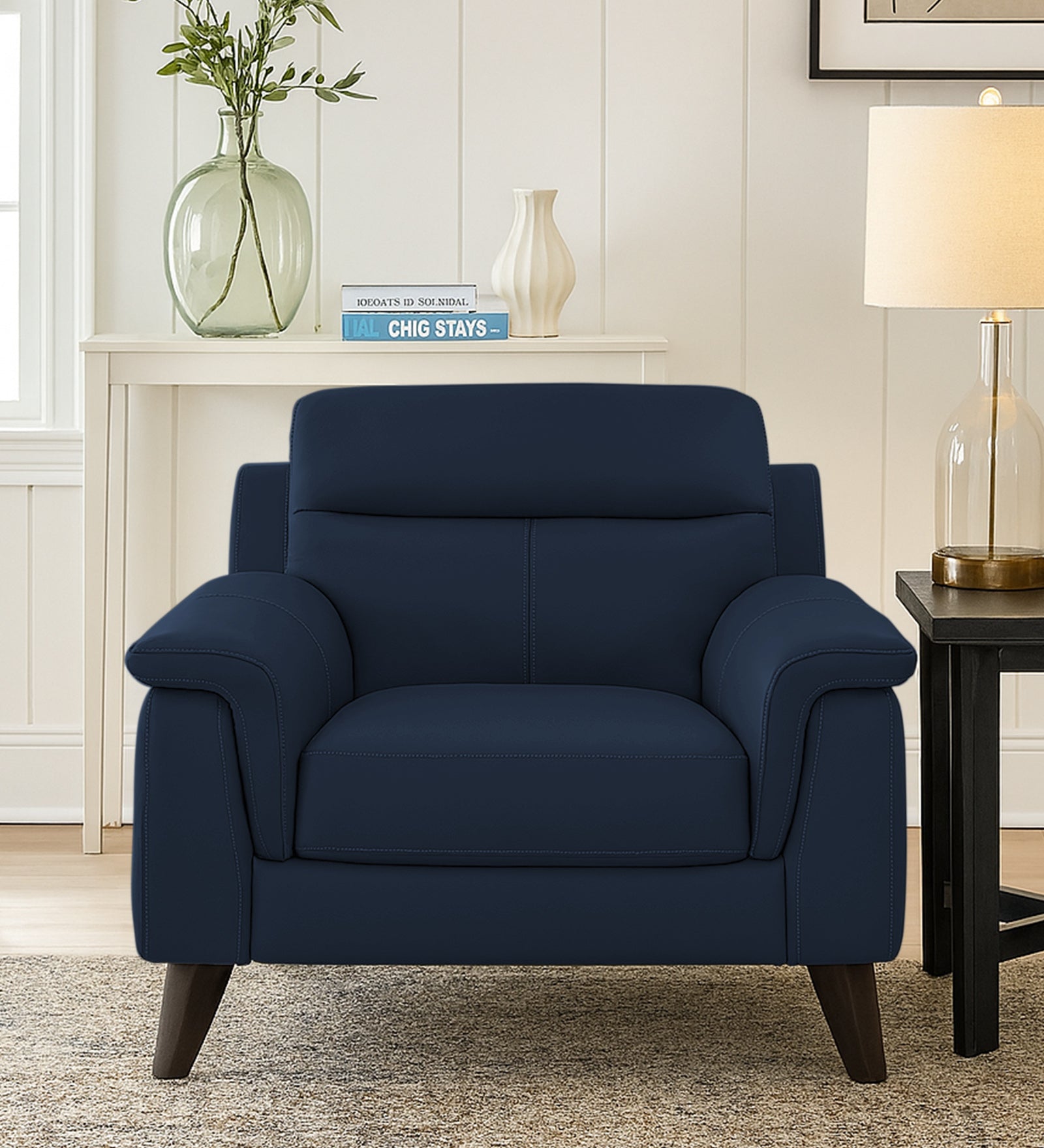 Omton Leatherette 1 Seater Sofa In Berry Blue Colour