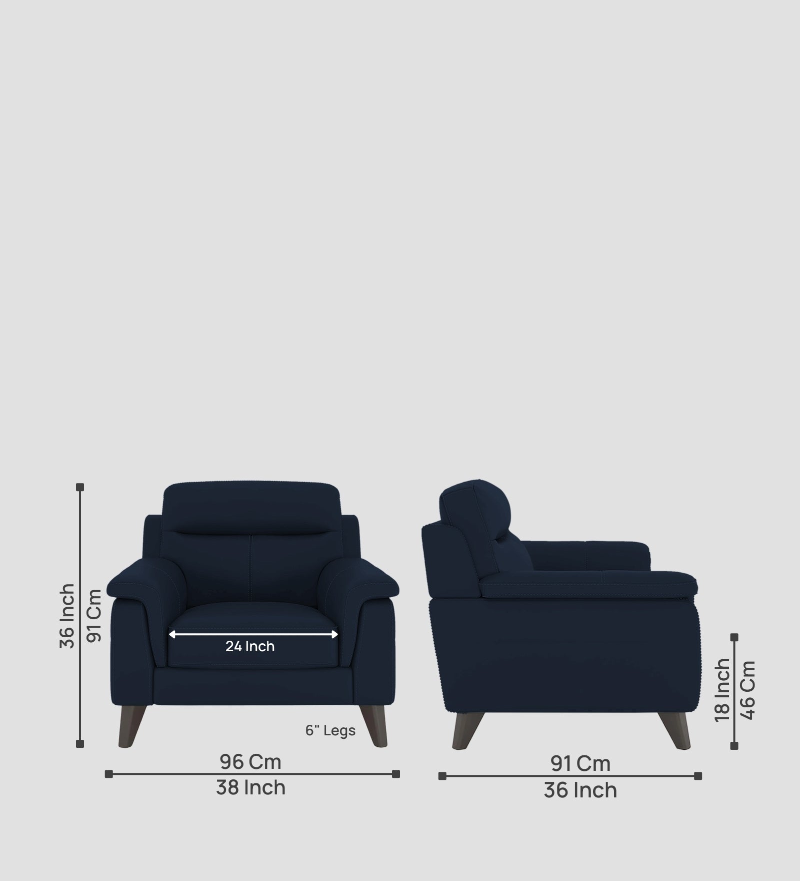 Omton Leatherette 1 Seater Sofa In Berry Blue Colour