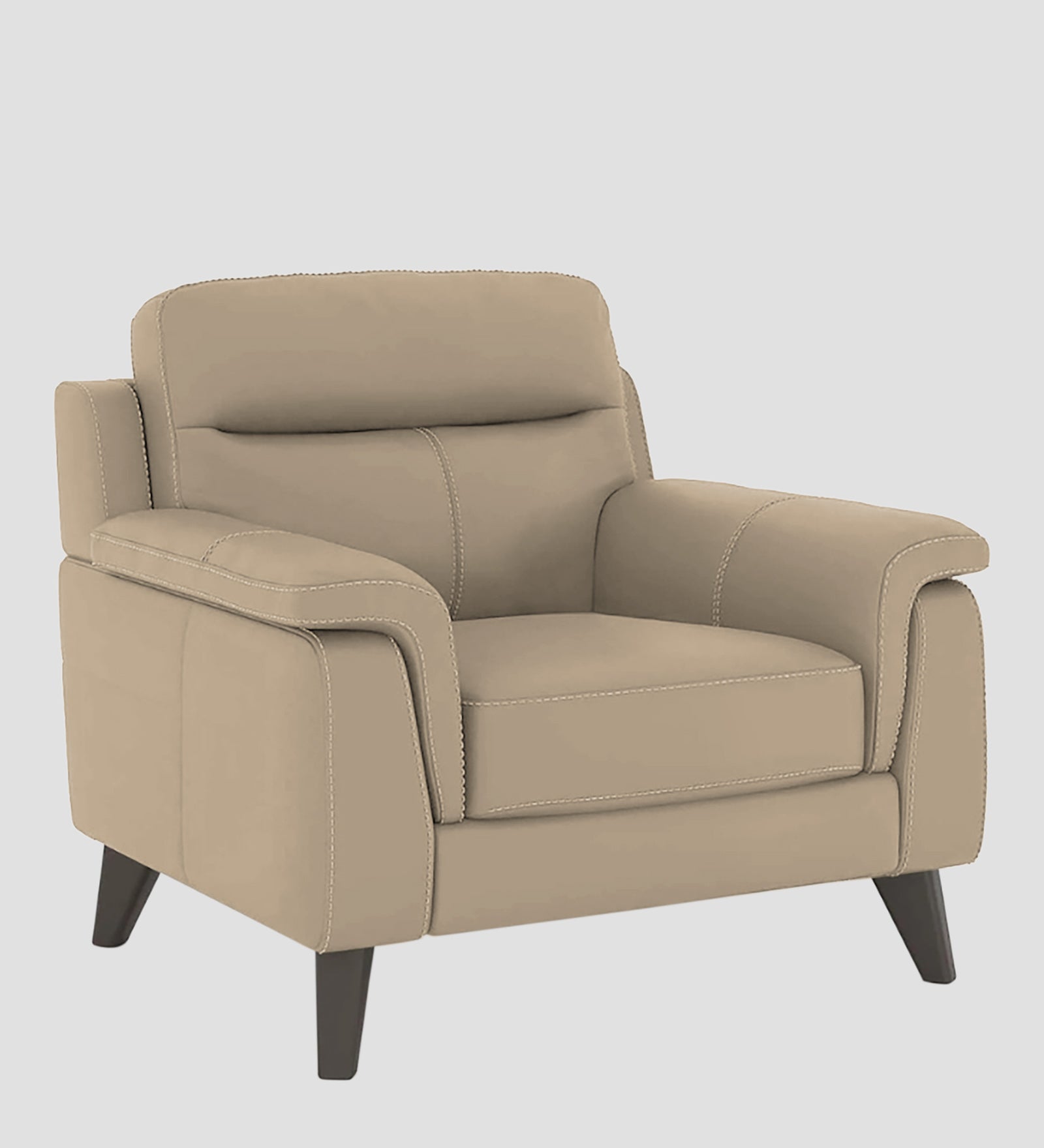 Omton Leatherette 1 Seater Sofa In Tan Beige Colour