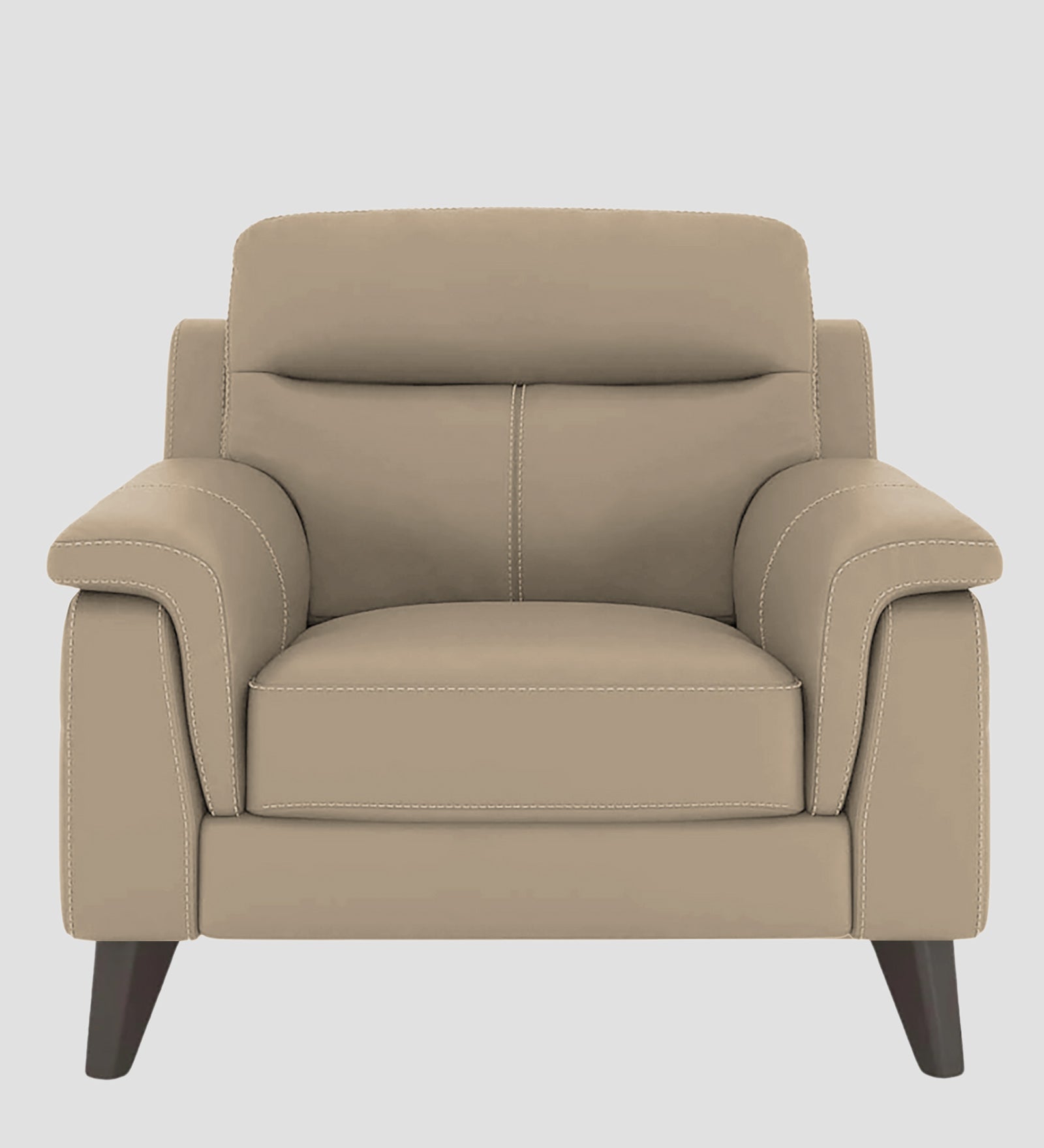 Omton Leatherette 1 Seater Sofa In Tan Beige Colour