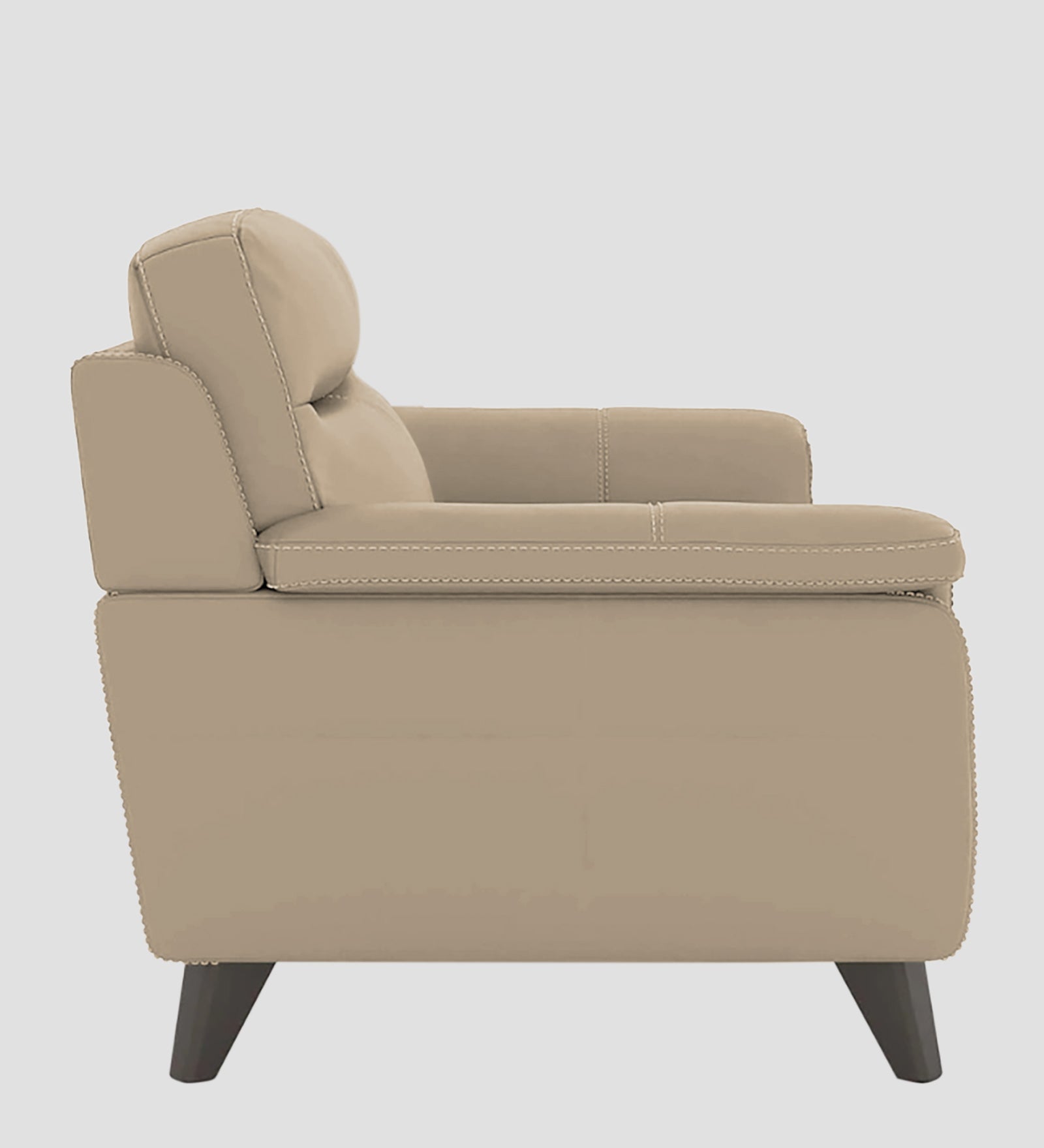 Omton Leatherette 1 Seater Sofa In Tan Beige Colour