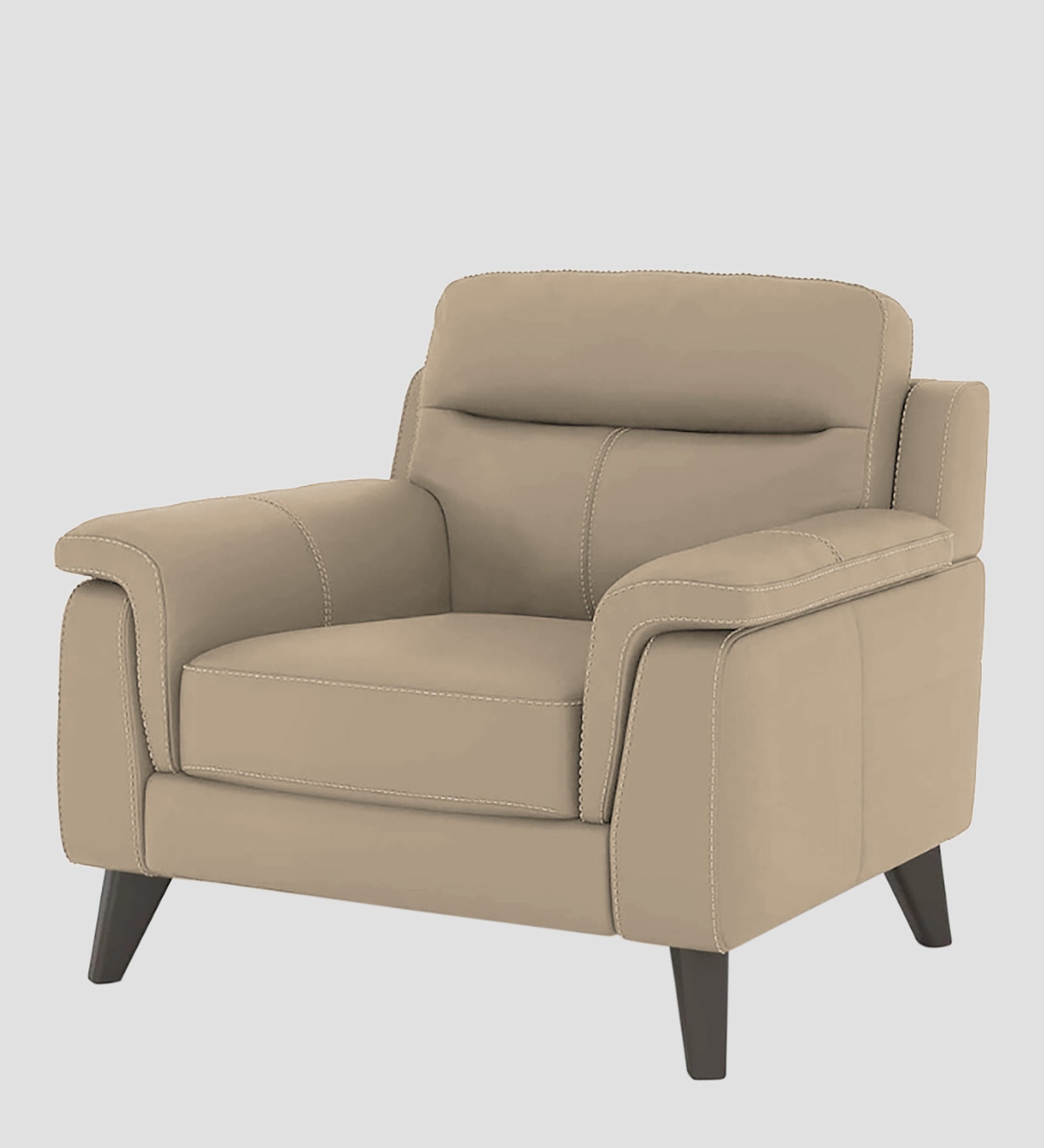 Omton Leatherette 1 Seater Sofa In Tan Beige Colour