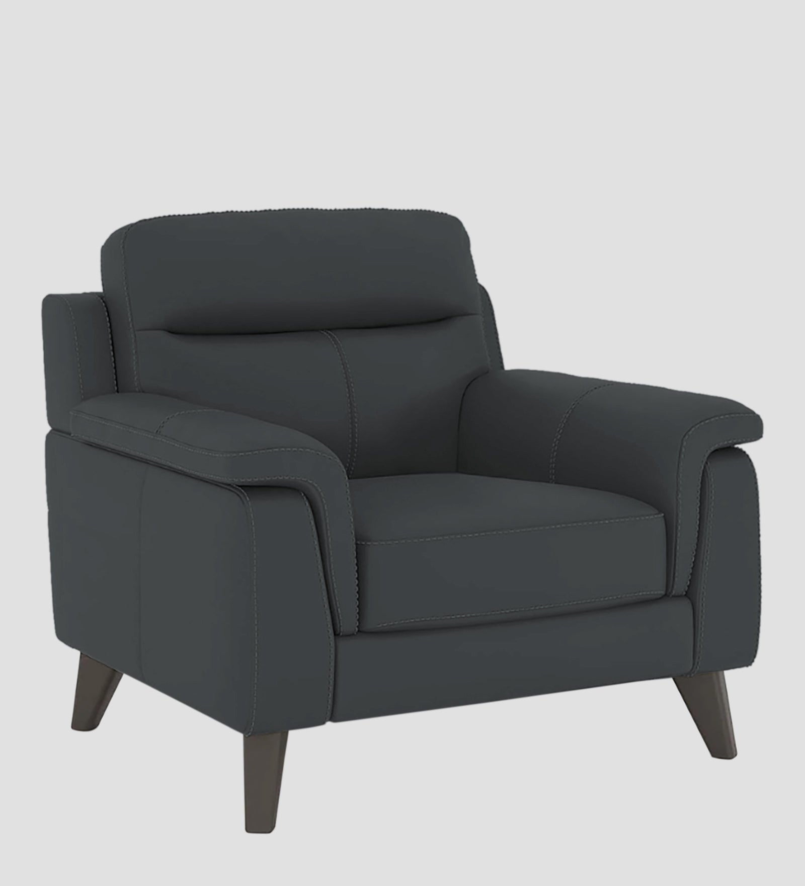 Omton Leatherette 1 Seater Sofa In Pepper Grey Colour