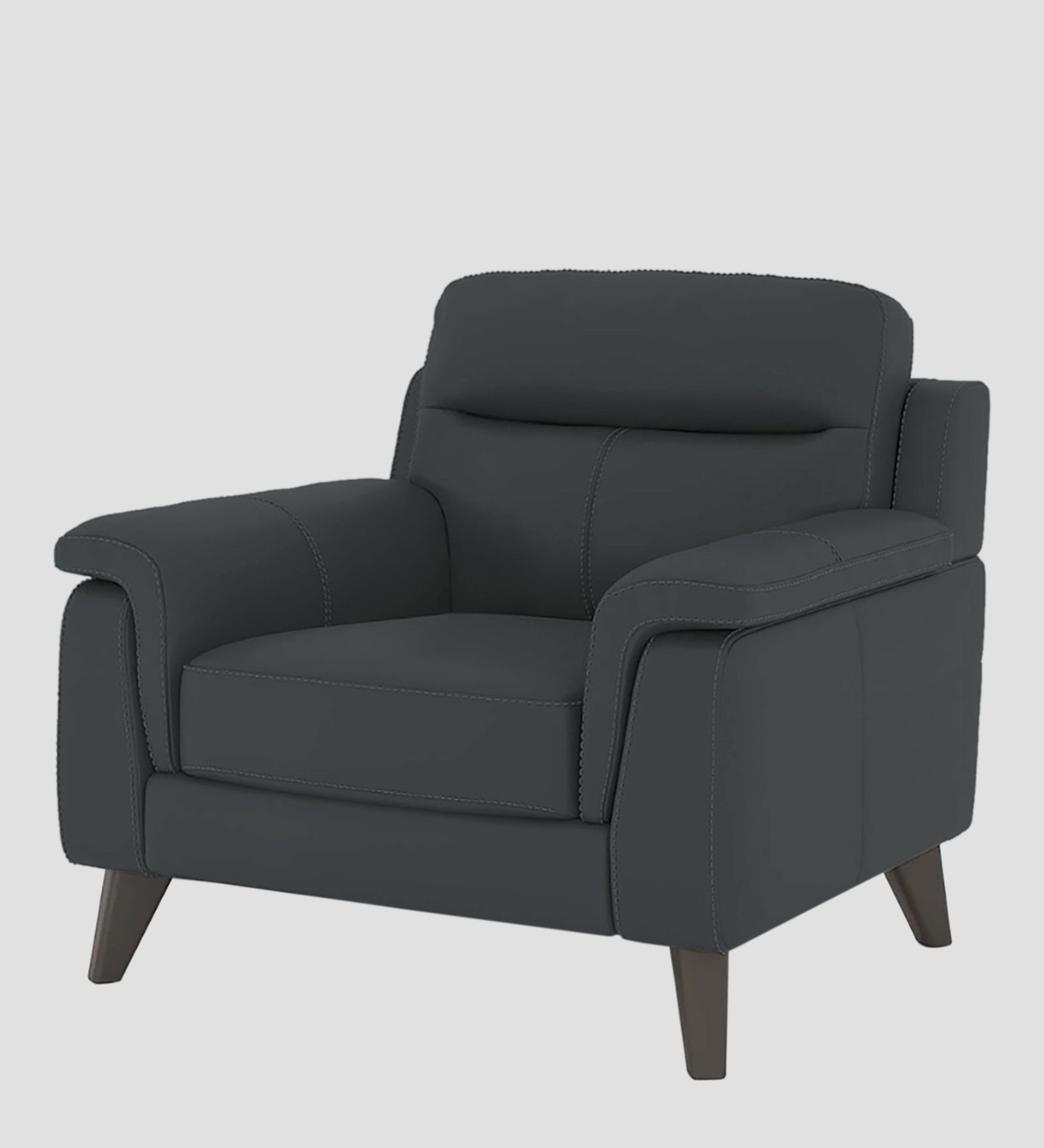 Omton Leatherette 1 Seater Sofa In Pepper Grey Colour