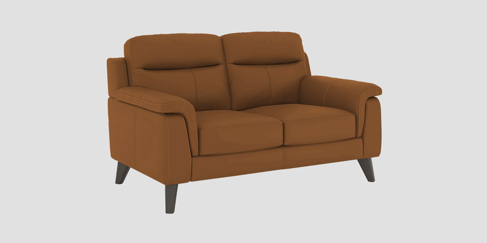 Omton Leatherette 2 Seater Sofa In Cinnamon Brown Colour