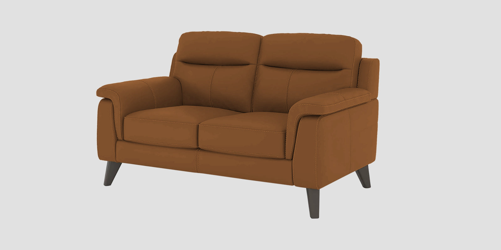 Omton Leatherette 2 Seater Sofa In Cinnamon Brown Colour