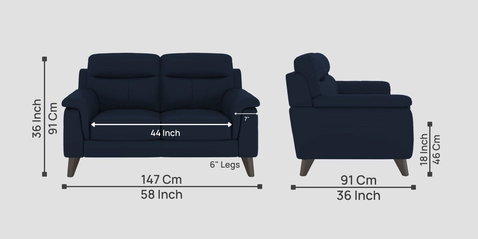 Omton Leatherette 2 Seater Sofa In Berry Blue Colour