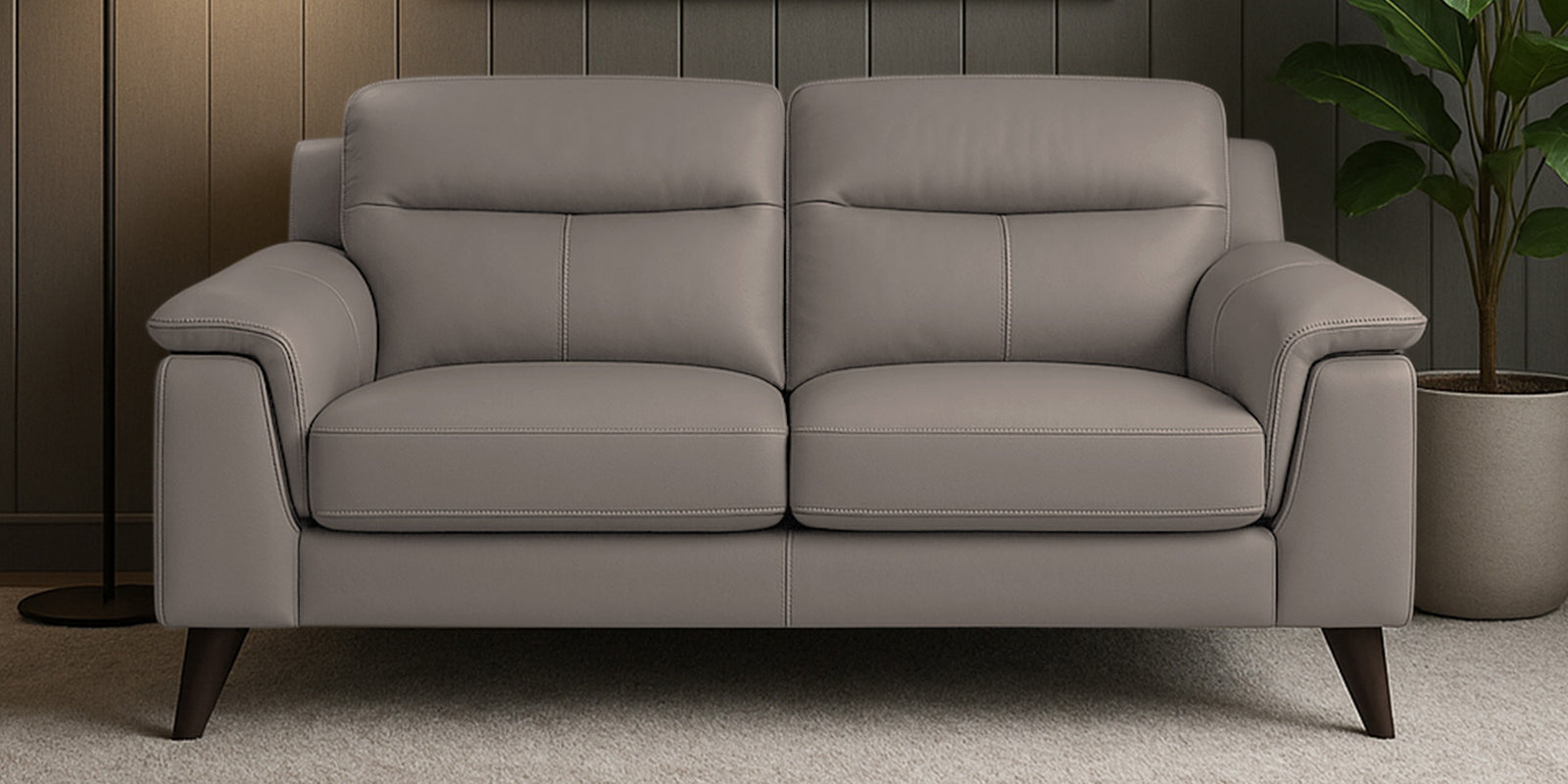Omton Leatherette 2 Seater Sofa In Steel Grey Colour