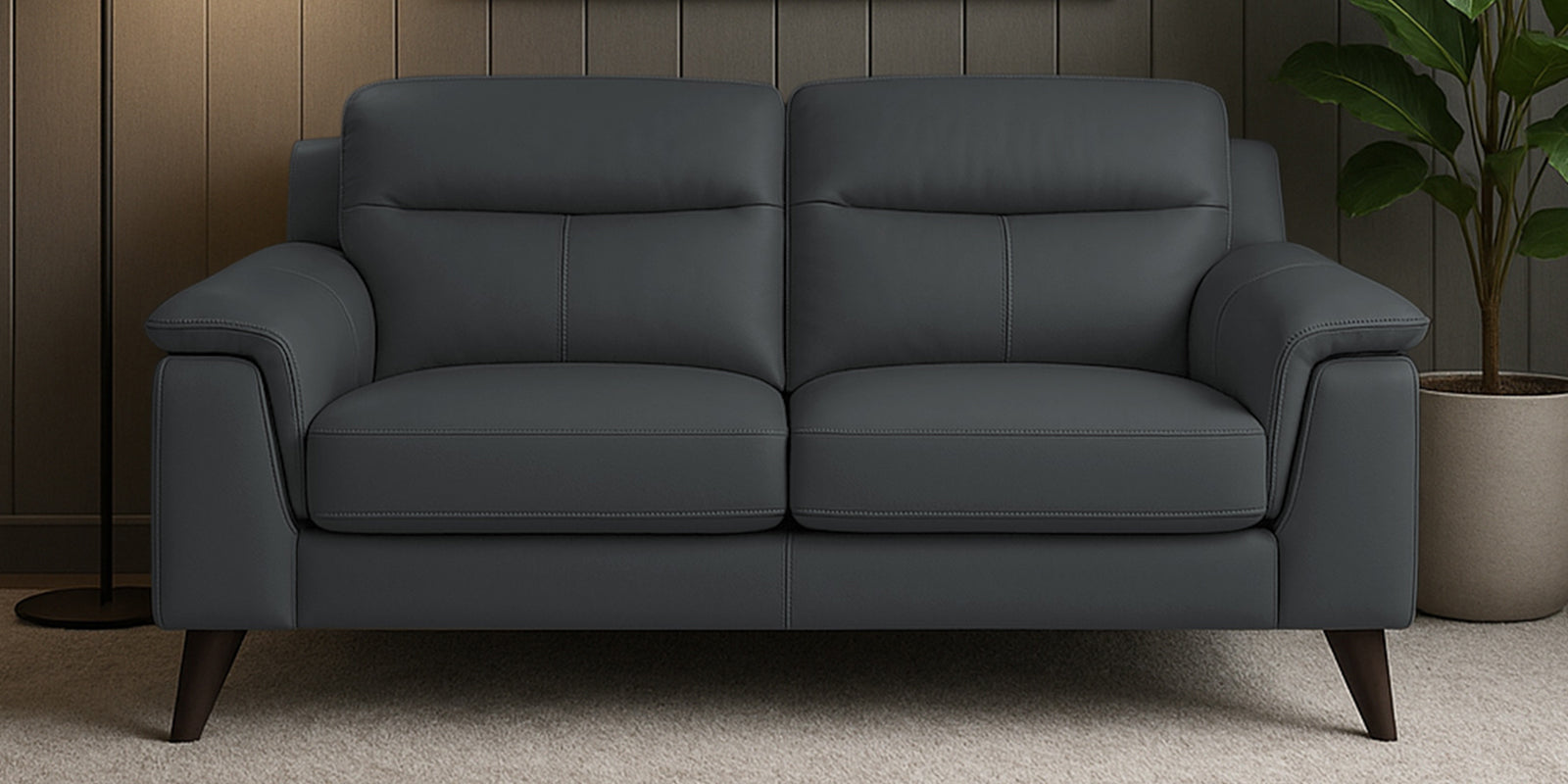 Omton Leatherette 2 Seater Sofa In Pepper Grey Colour
