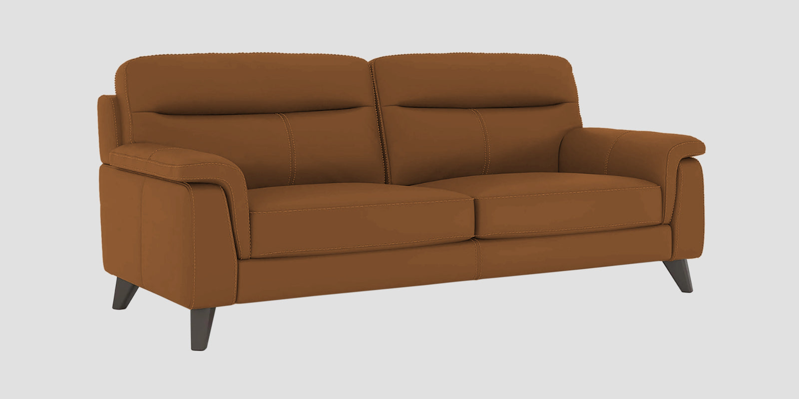 Omton Leatherette 3 Seater Sofa In Cinnamon Brown Colour