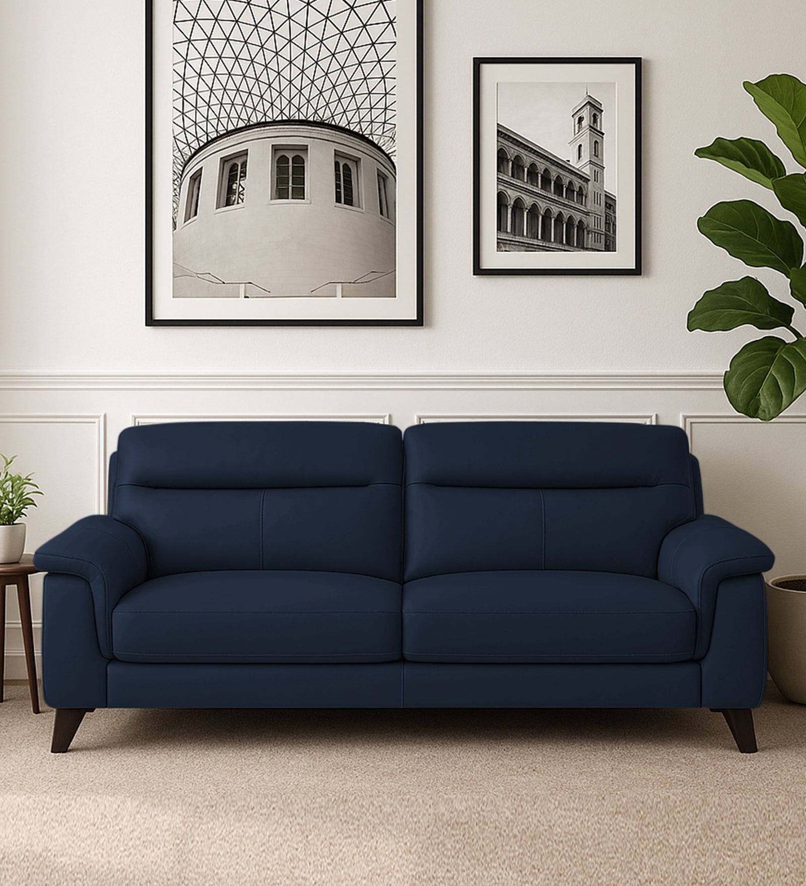 Omton Leatherette 3 Seater Sofa In Berry Blue Colour