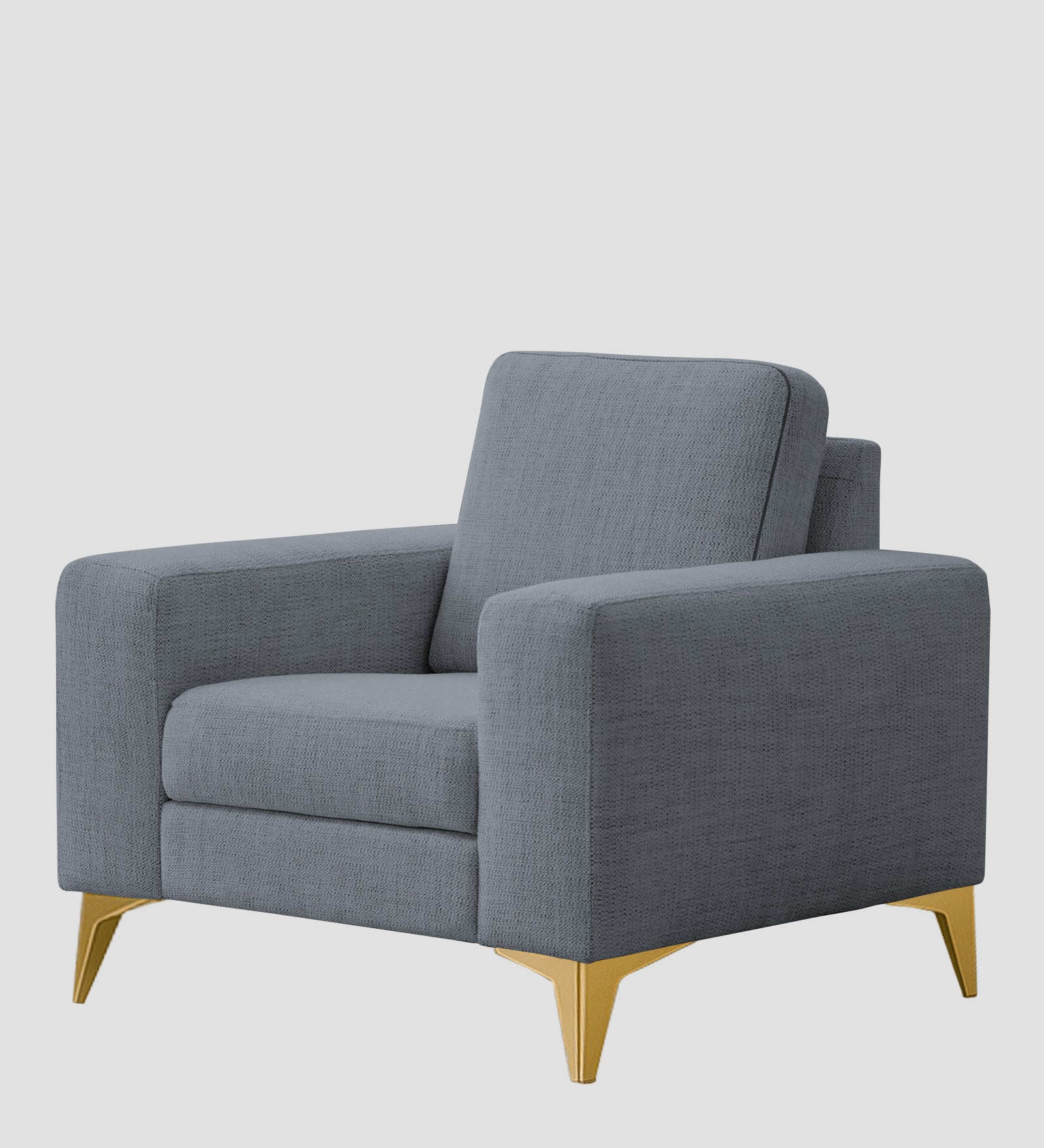 Quba Fabric 1 Seater Sofa In Winter Grey Colour