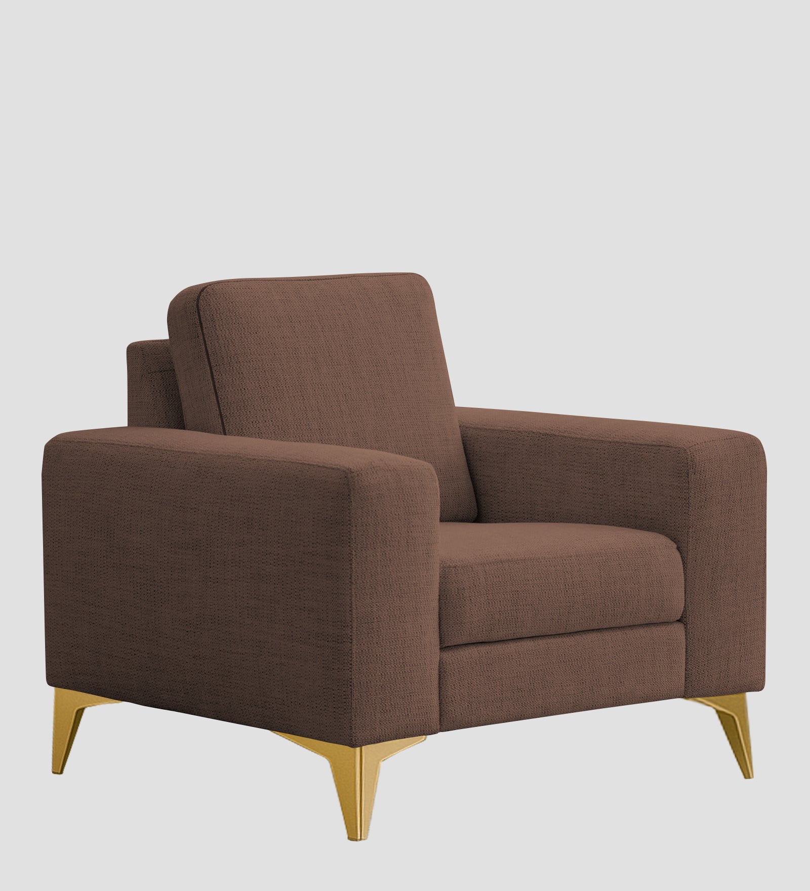 Quba Fabric 1 Seater Sofa In Latte Brown Colour