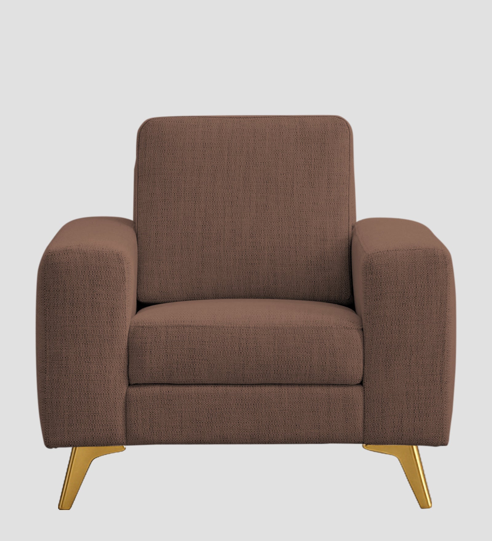 Quba Fabric 1 Seater Sofa In Latte Brown Colour