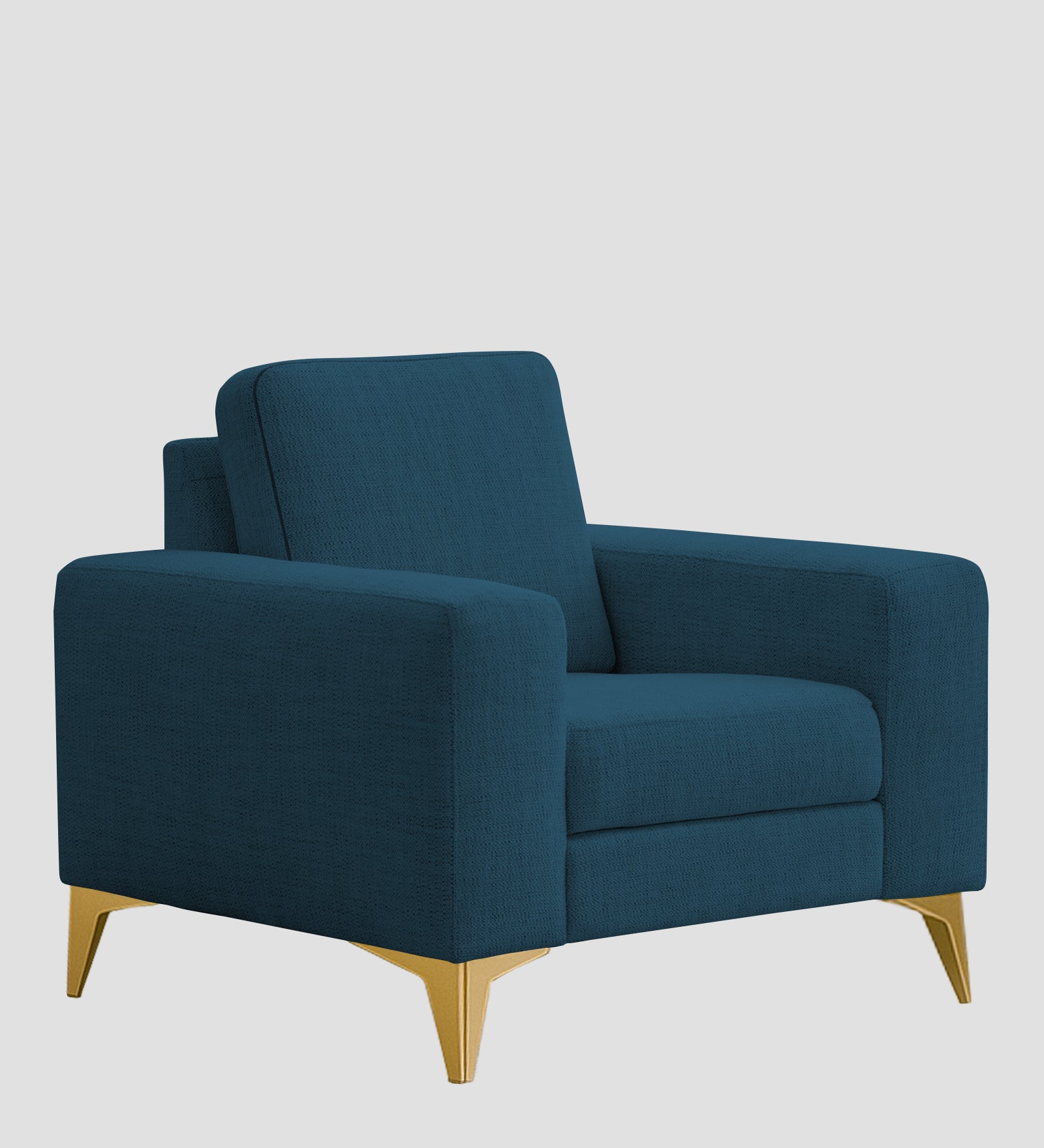 Quba Fabric 1 Seater Sofa In Eclipse Blue Colour