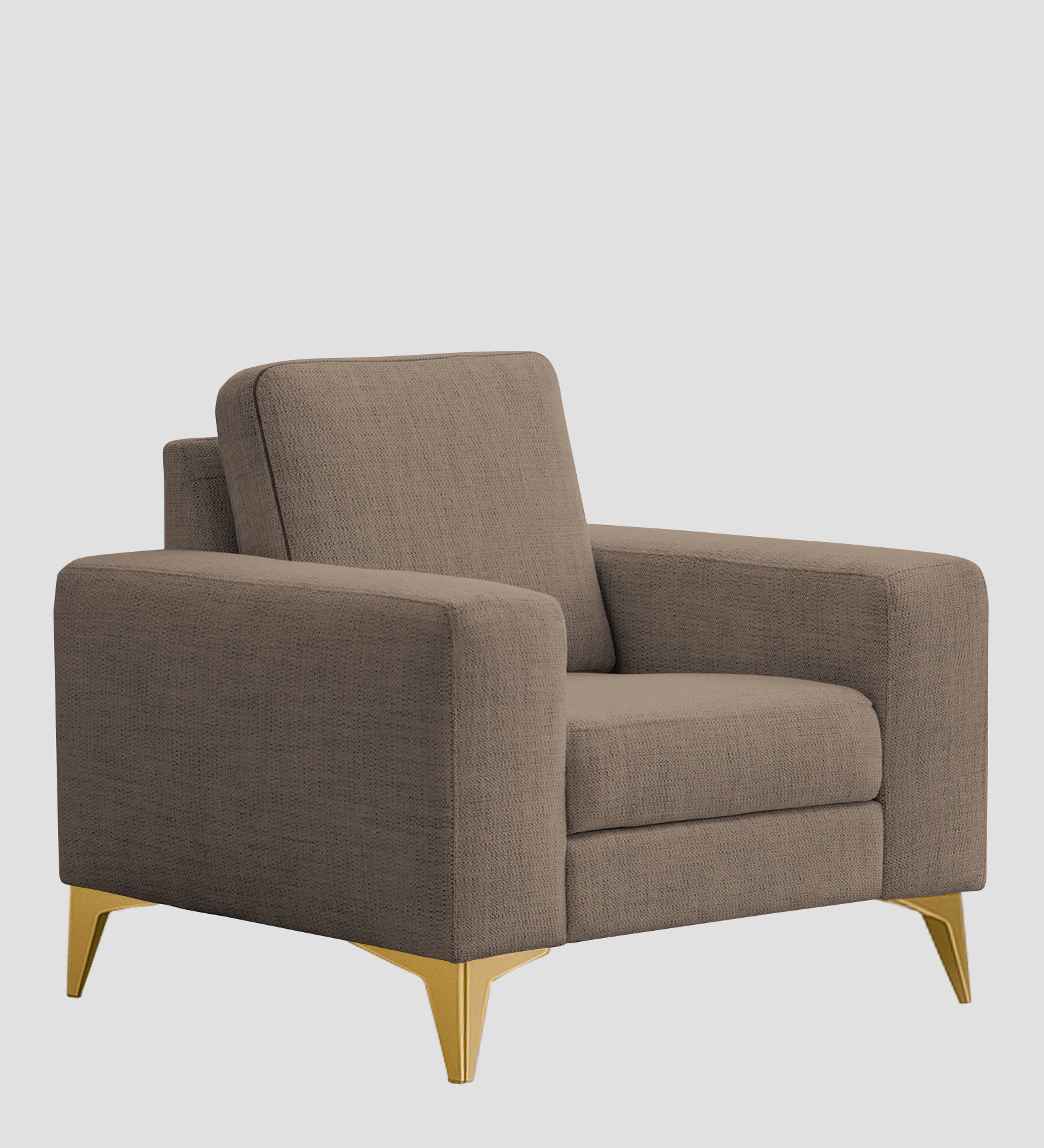 Quba Fabric 1 Seater Sofa In Nut Beige Colour