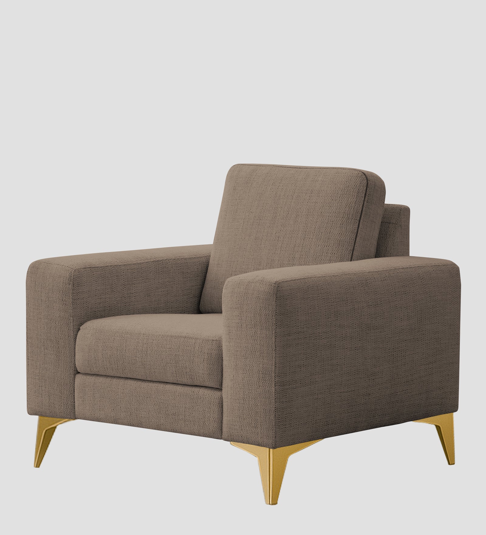 Quba Fabric 1 Seater Sofa In Nut Beige Colour