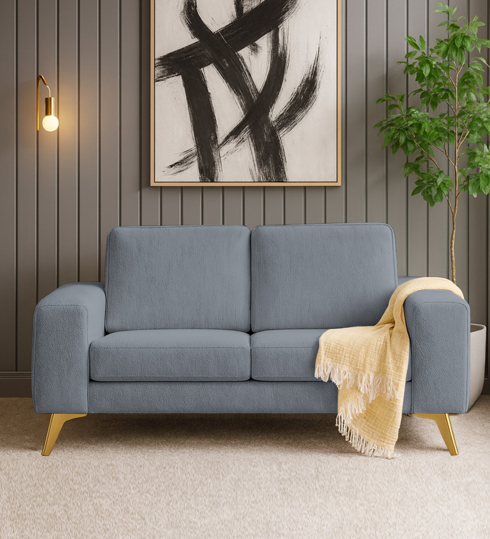 Quba Fabric 2 Seater Sofa In Winter Grey Colour