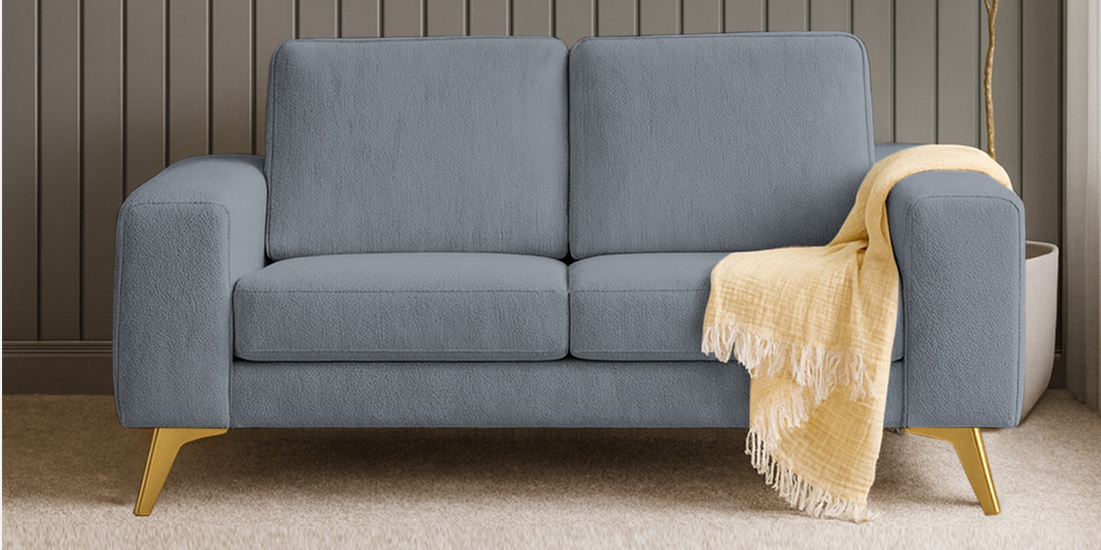 Quba Fabric 2 Seater Sofa In Winter Grey Colour