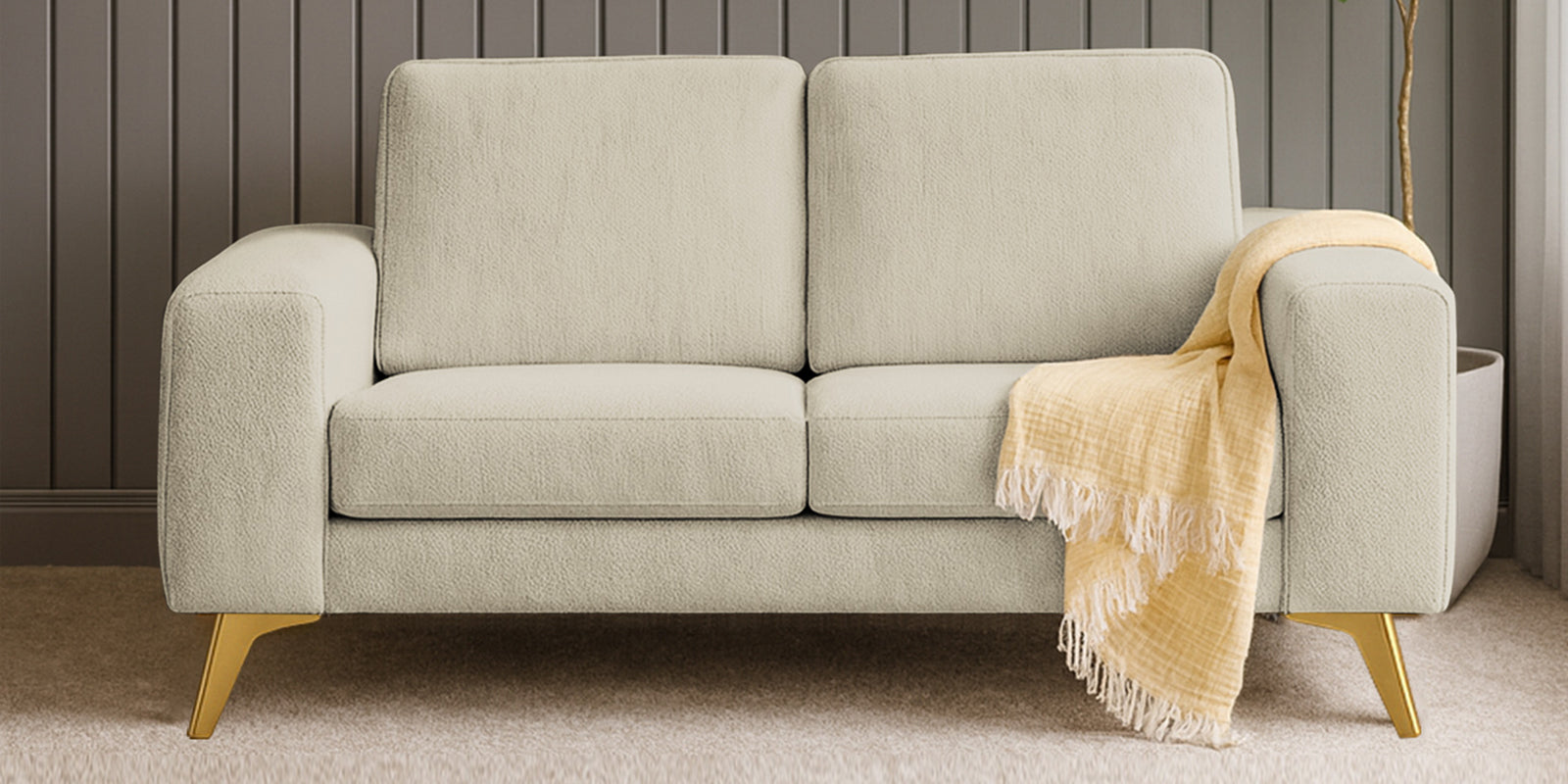Quba Fabric 2 Seater Sofa In Maple Cream Colour