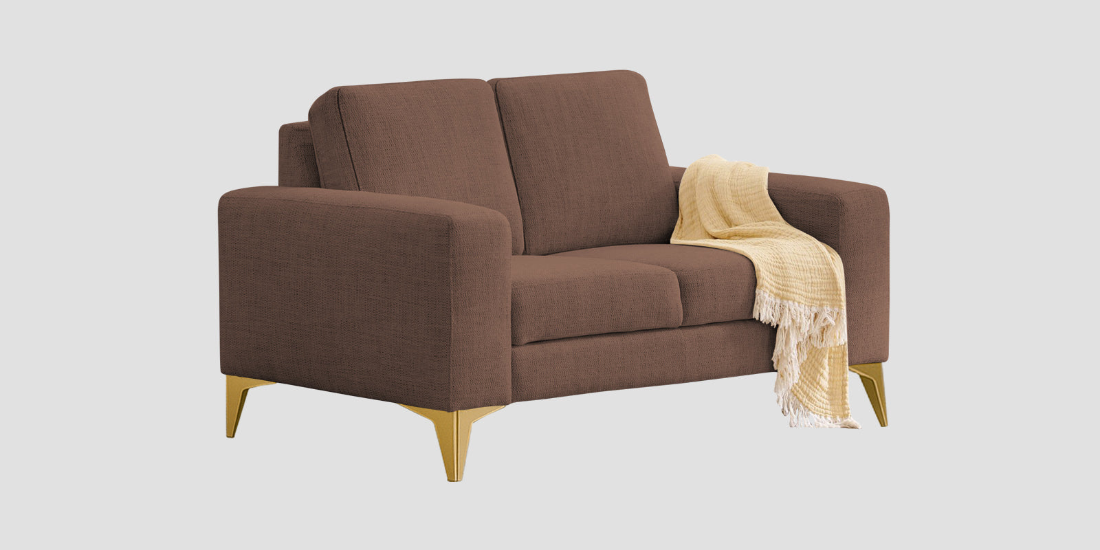 Quba Fabric 2 Seater Sofa In Latte Brown Colour