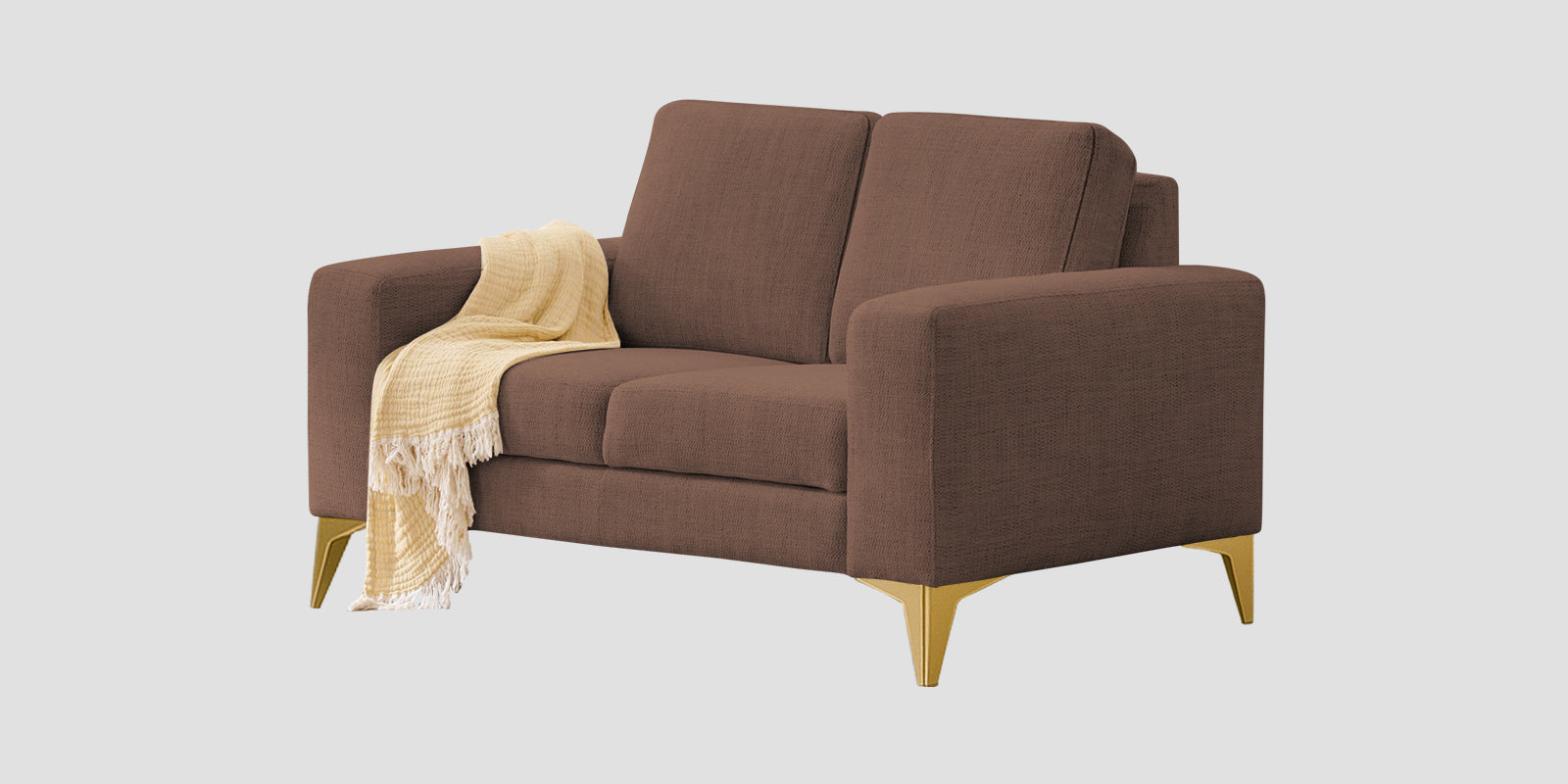 Quba Fabric 2 Seater Sofa In Latte Brown Colour