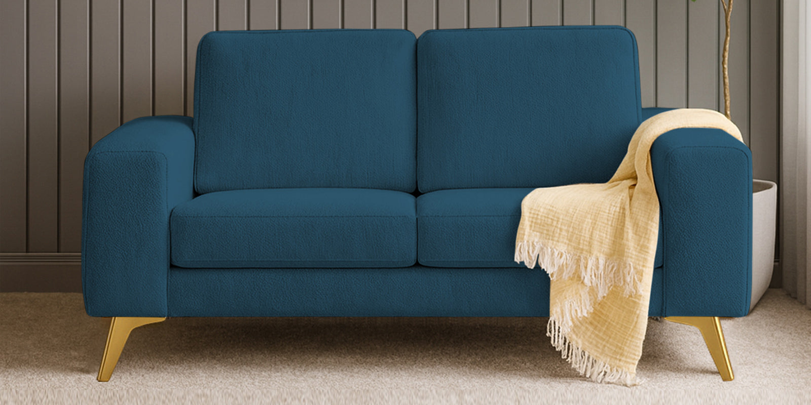 Quba Fabric 2 Seater Sofa In Eclipse Blue Colour