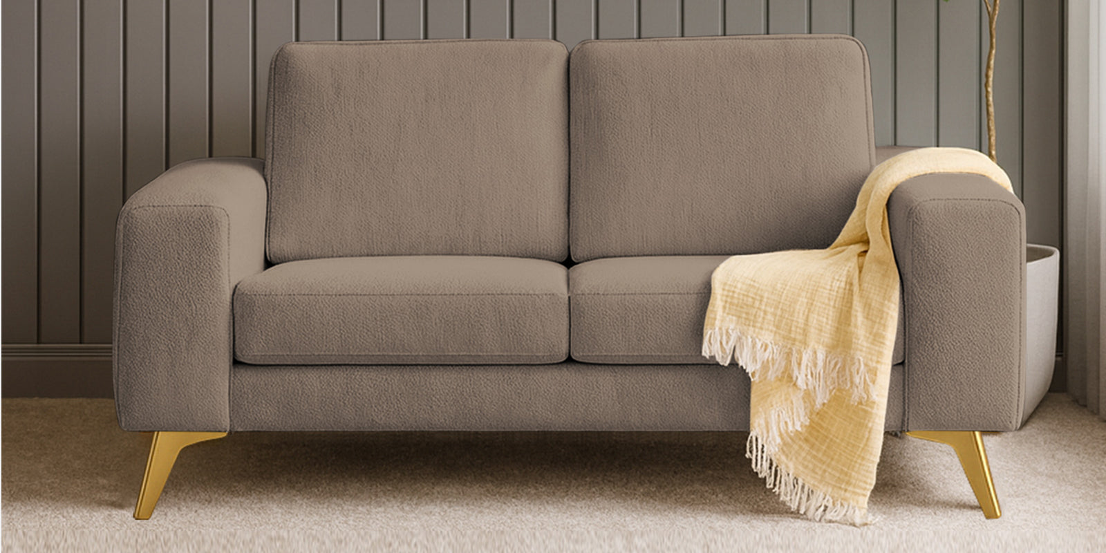 Quba Fabric 2 Seater Sofa In Nut Beige Colour