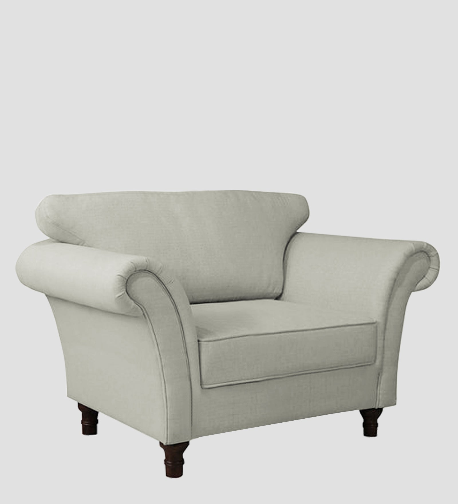 Rana Fabric 1 Seater Sofa In Pearl White Colour