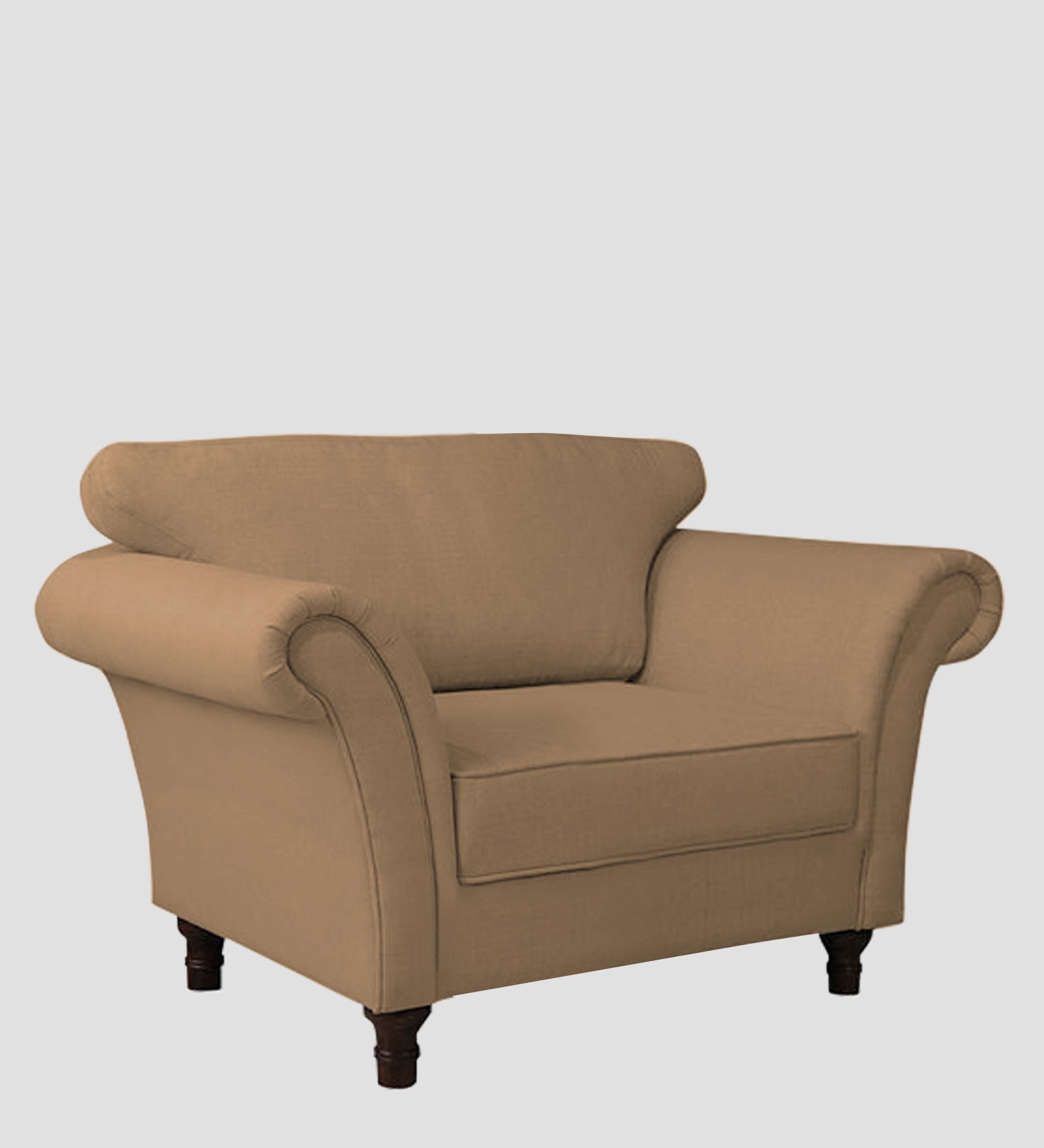 Rana Fabric 1 Seater Sofa In Copper Brown Colour