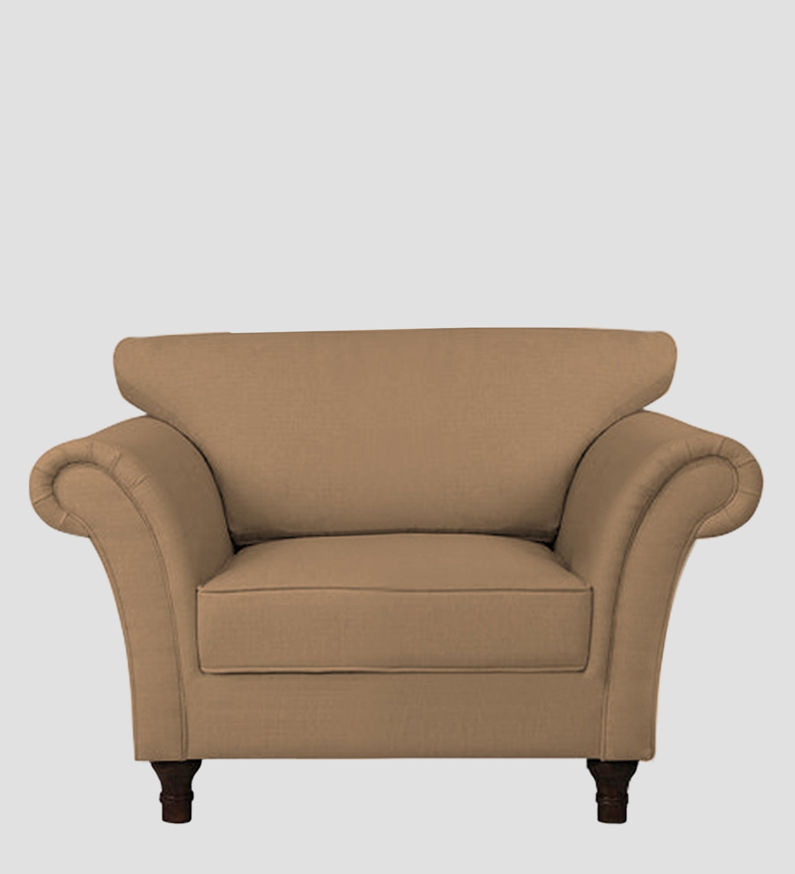 Rana Fabric 1 Seater Sofa In Copper Brown Colour