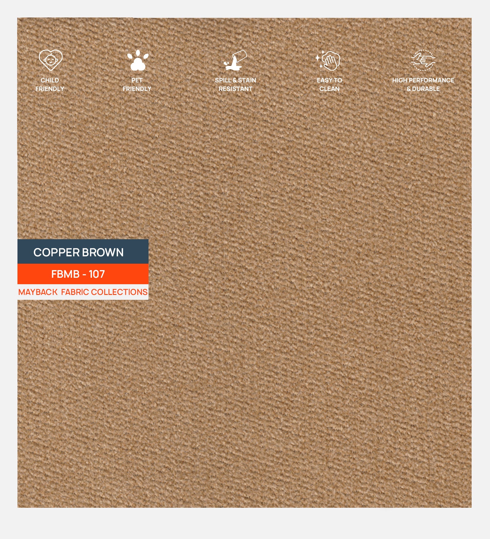 Rana Fabric 1 Seater Sofa In Copper Brown Colour