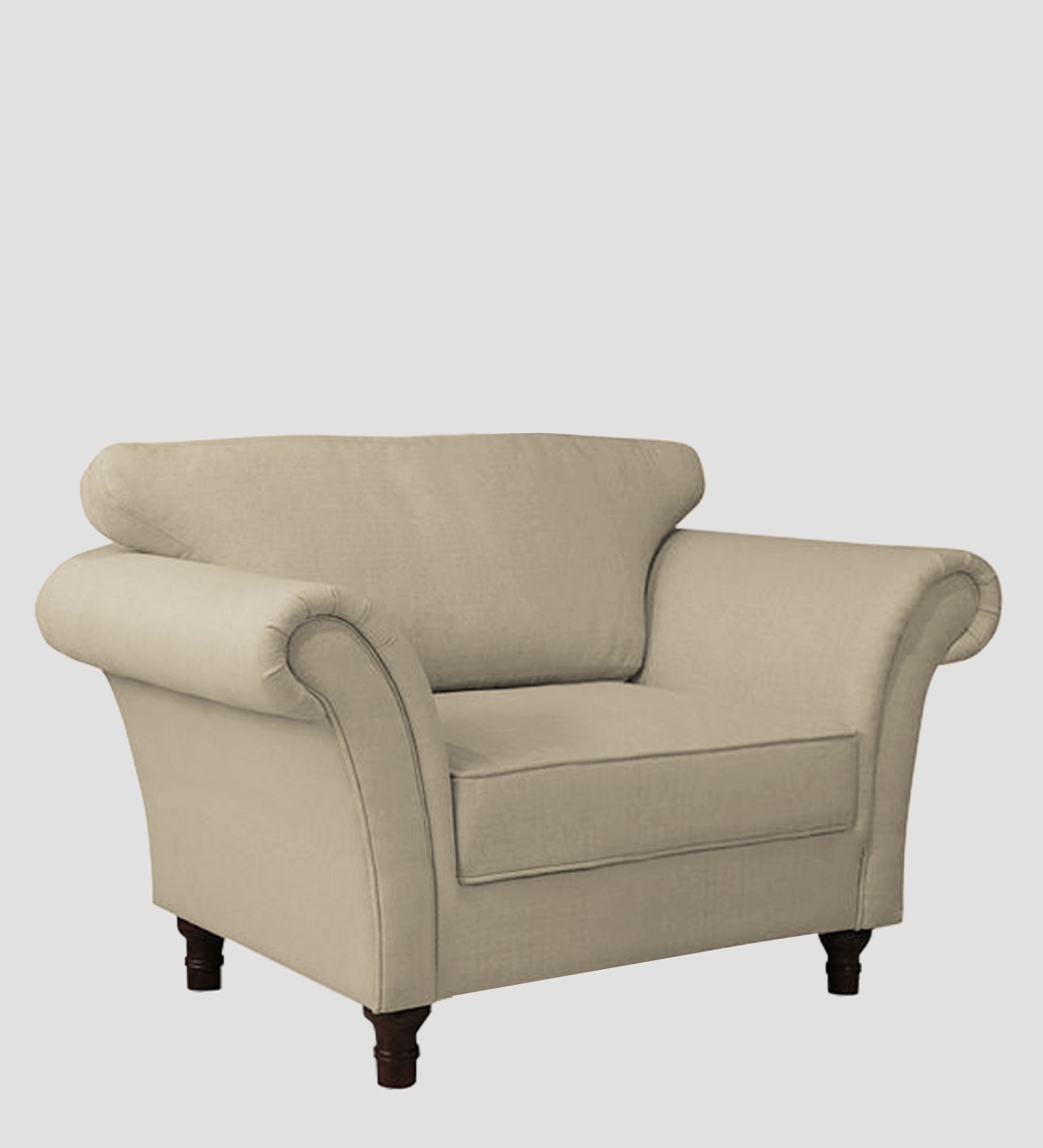 Rana Fabric 1 Seater Sofa In Cotton Beige Colour