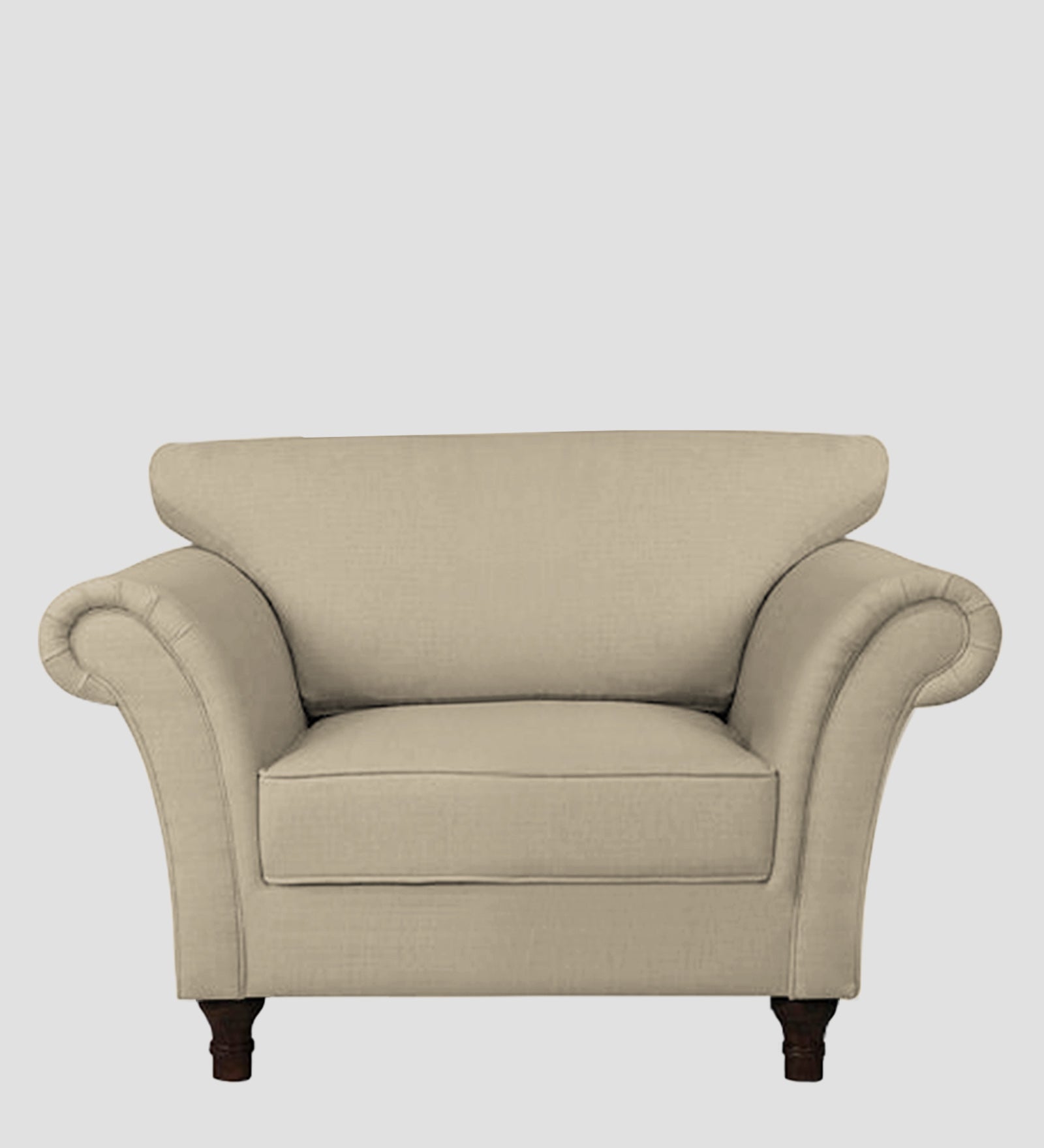 Rana Fabric 1 Seater Sofa In Cotton Beige Colour