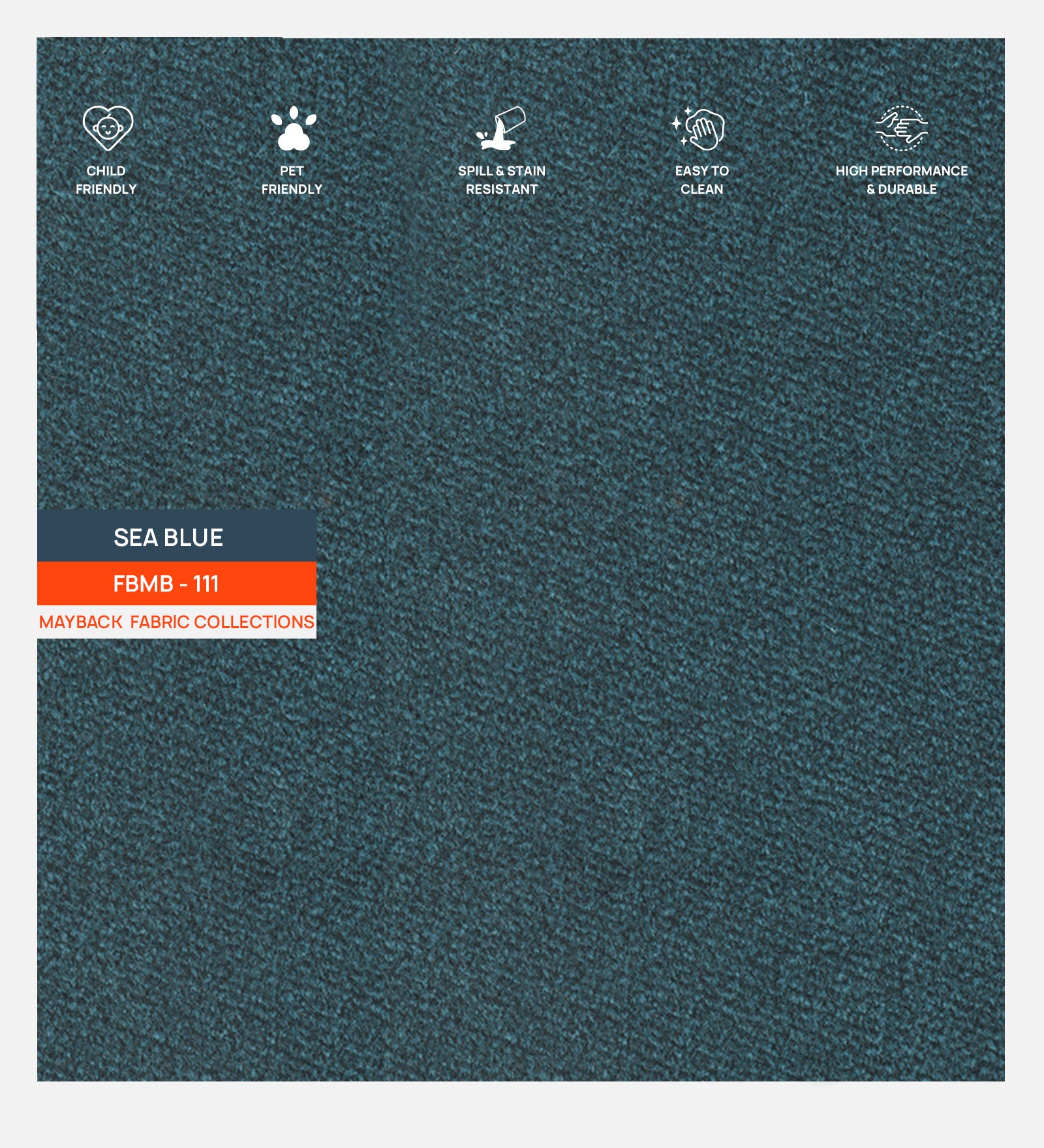 Rana Fabric 1 Seater Sofa In Sea Blue Colour