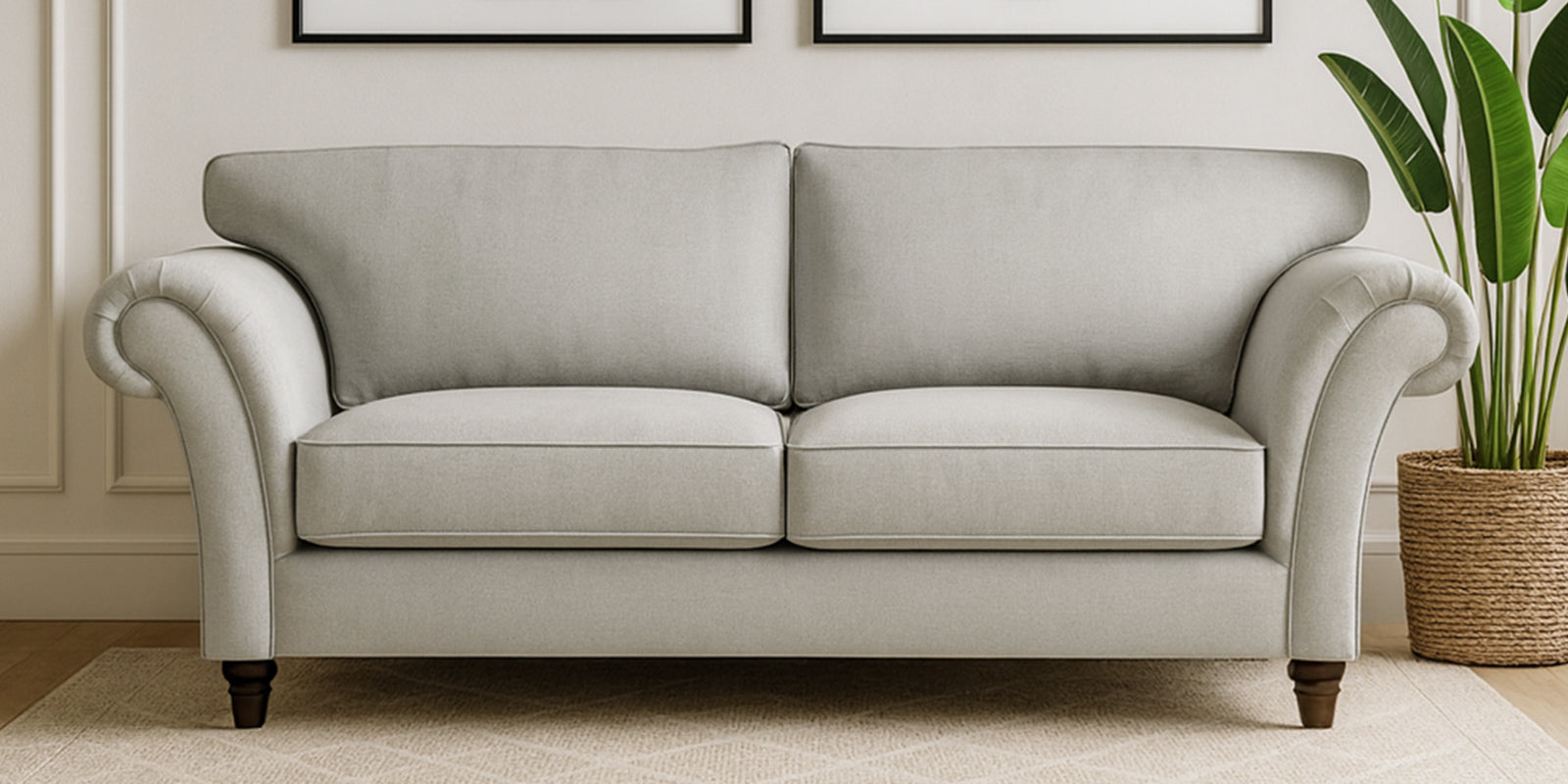 Rana Fabric 2 Seater Sofa In Pearl White Colour