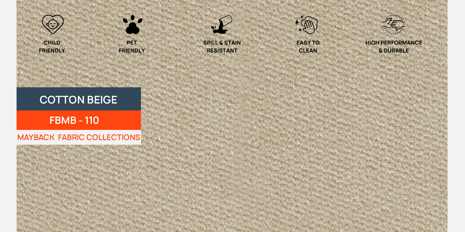 Rana Fabric 2 Seater Sofa In Cotton Beige Colour