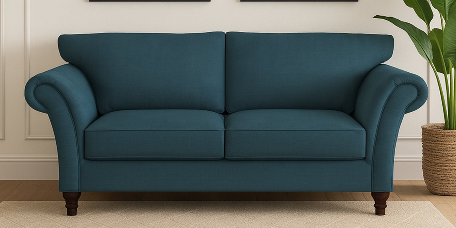 Rana Fabric 2 Seater Sofa In Sea Blue Colour